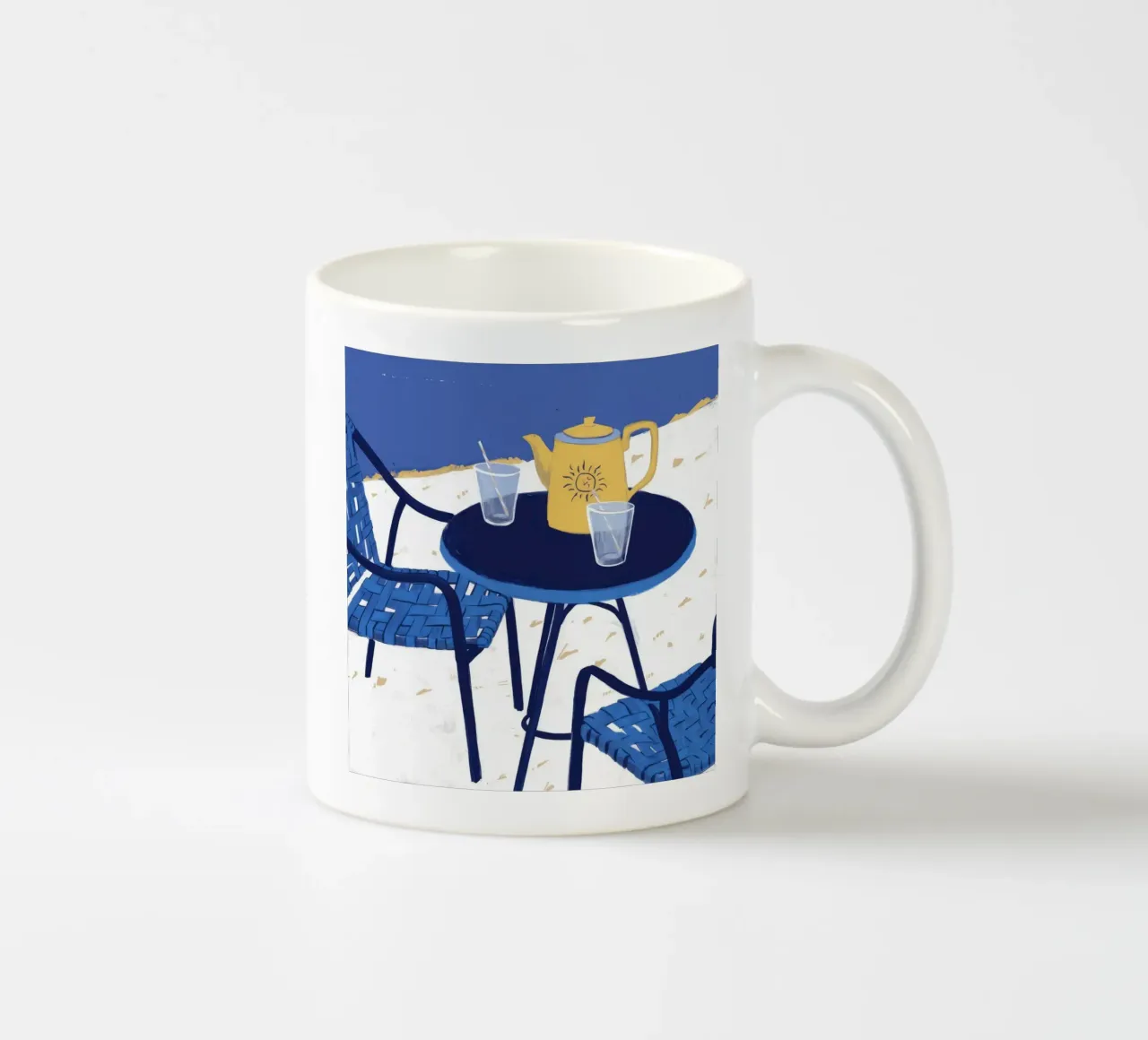 Cobalt Bistro Dreams ceramic mug by Dawn Light