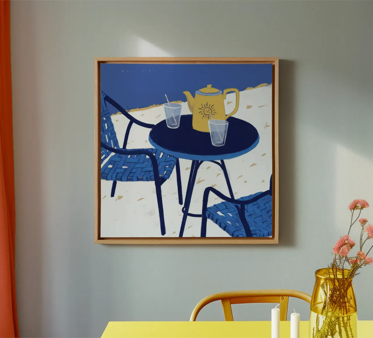 Sogni di bistrot cobalto tela con Cornice a cassetta da Dawn Light