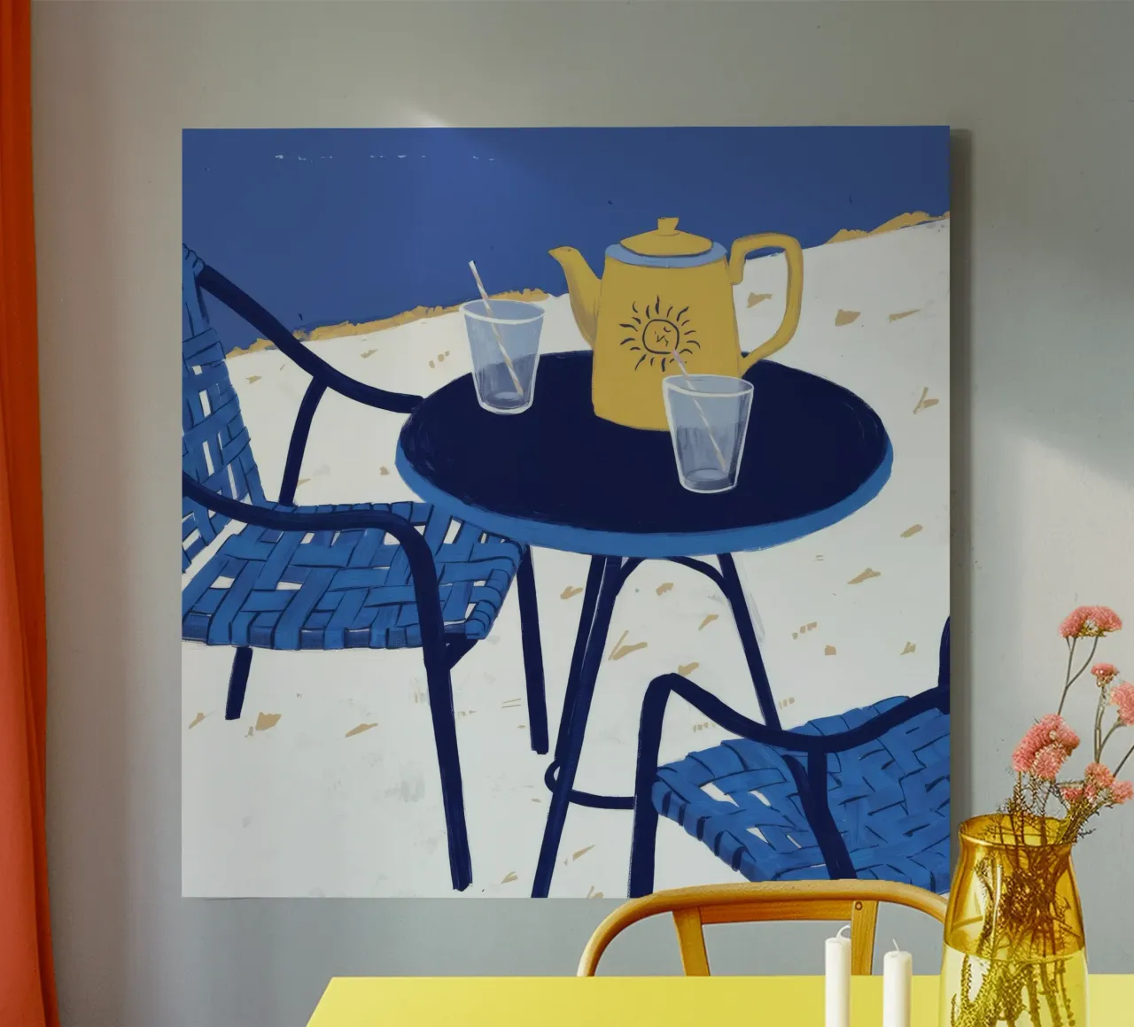 Sogni di bistrot cobalto tela con Cornice a cassetta da Dawn Light