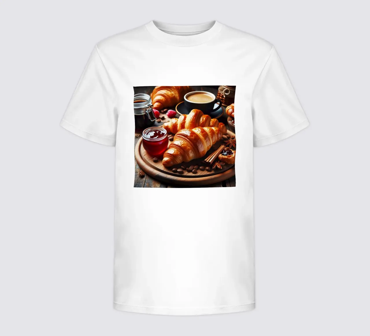 Croissants, Coffee, and Jam Still Life kids t-shirt by 🥩 The tasty wall