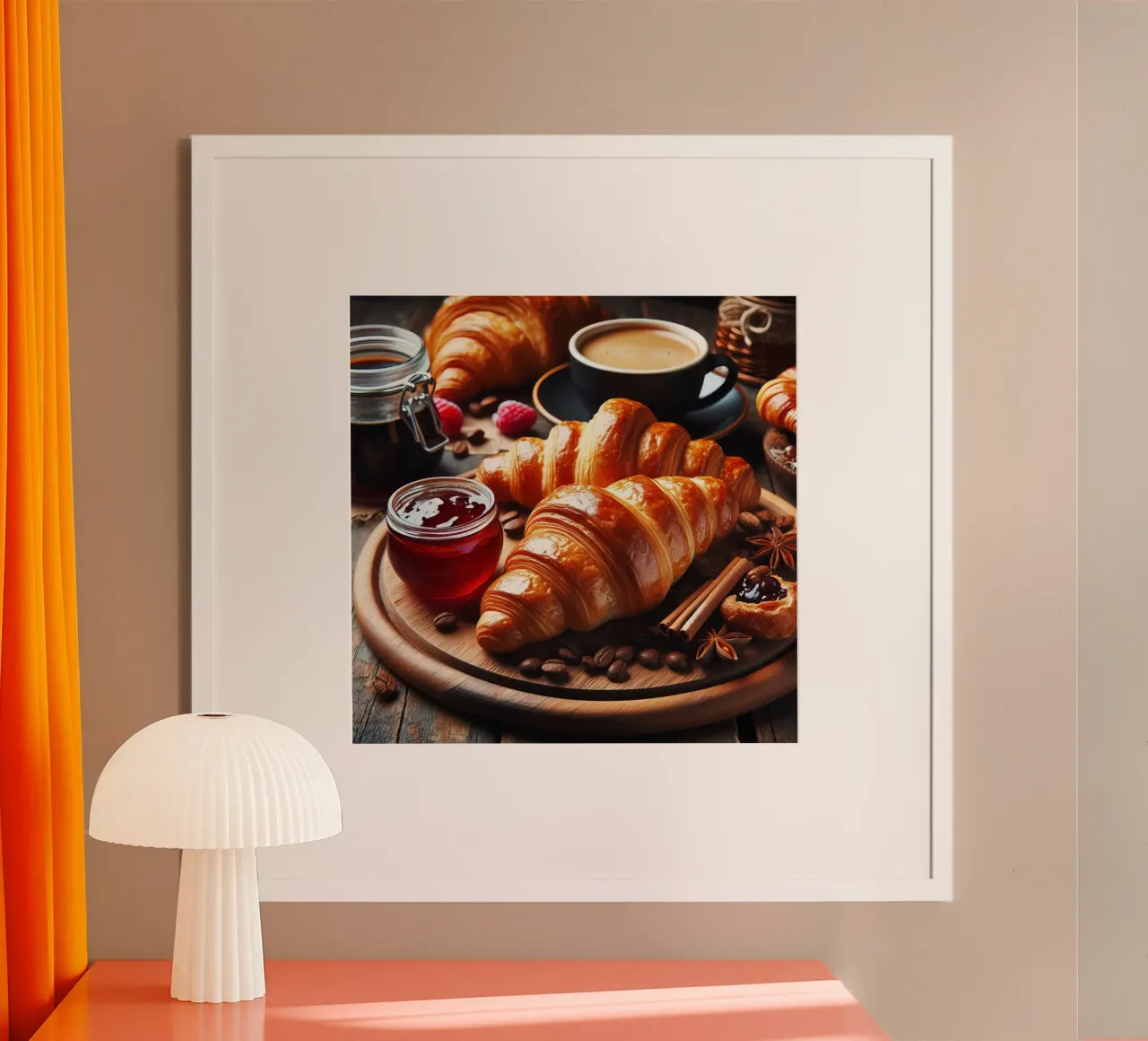 Croissants, Kaffee und Marmelade - Stillleben Poster von 🥩 The tasty wall
