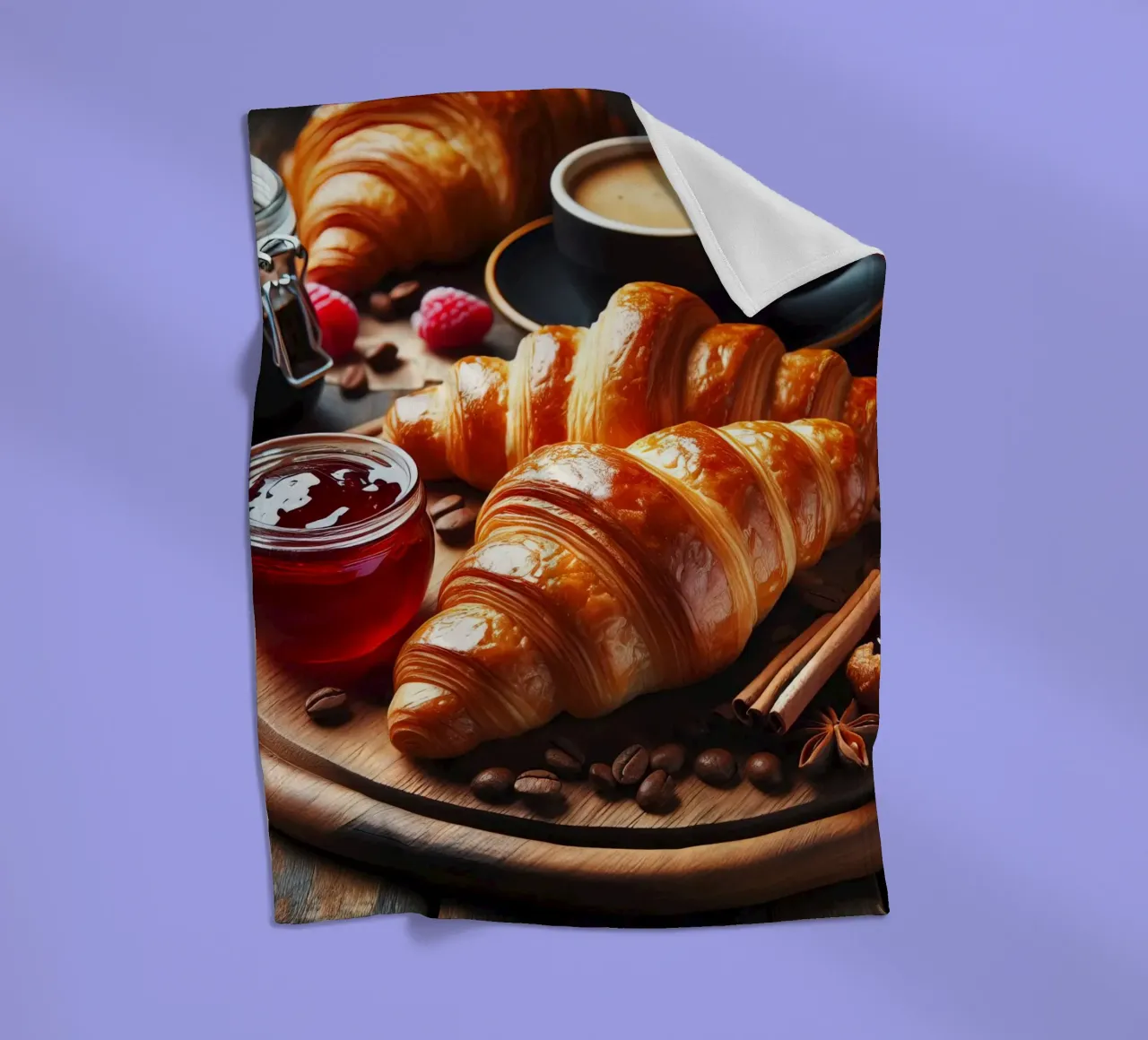 Croissant, caffè e marmellata Natura morta coperta in pile da 🥩 The tasty wall