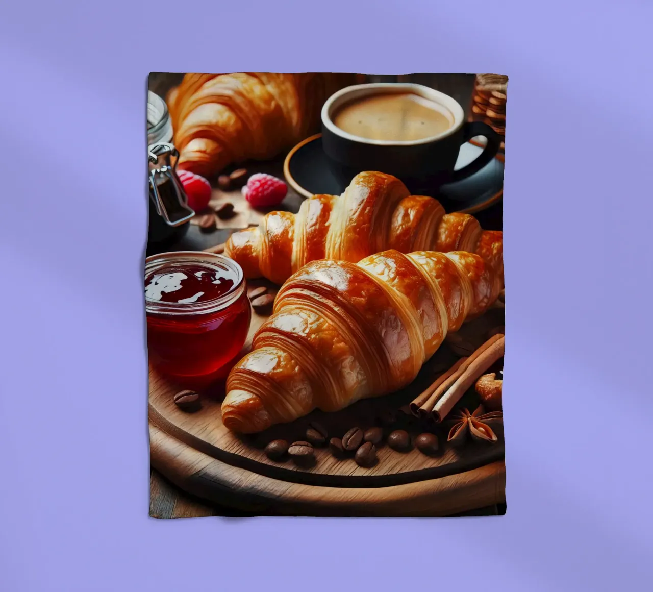 Croissant, caffè e marmellata Natura morta coperta in pile da 🥩 The tasty wall