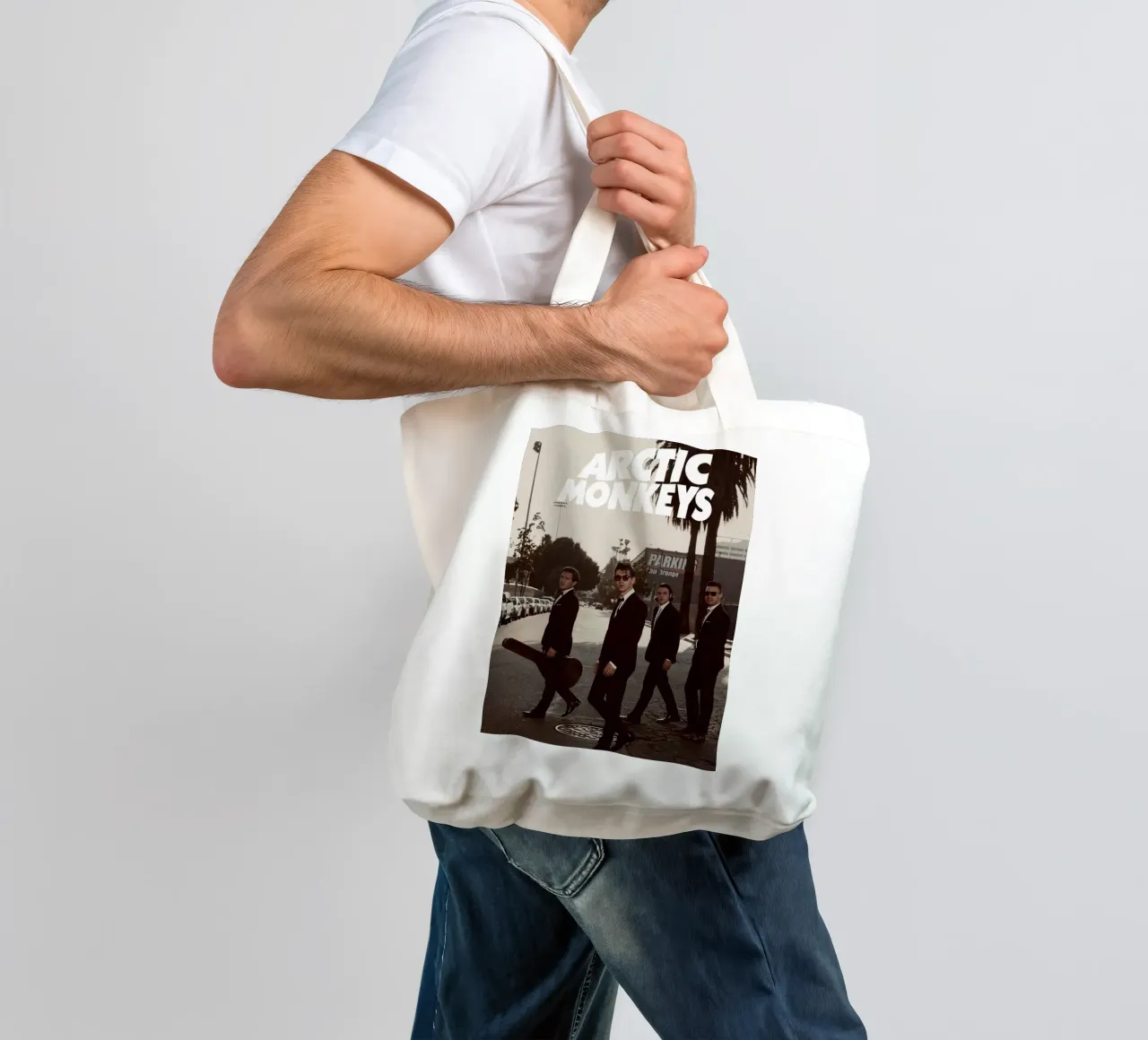 scimmie artiche band art borsa in juta da music soul