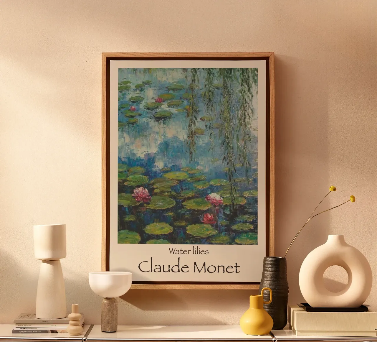 De waterlelies Monet canvas met Baklijst van Günstiger Laden