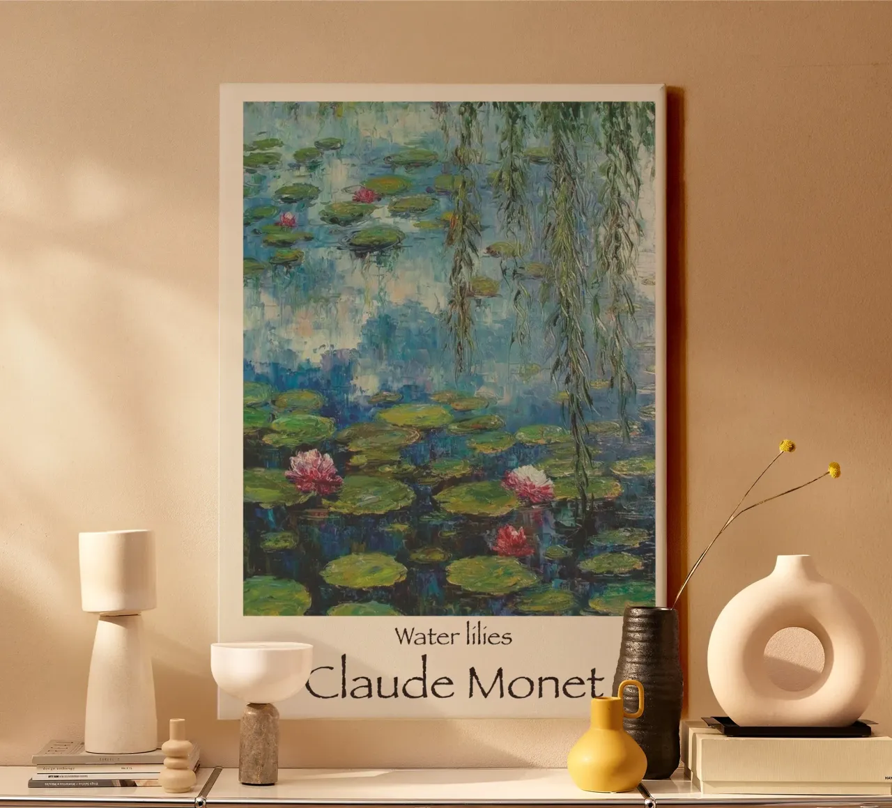 De waterlelies Monet canvas met Baklijst van Günstiger Laden