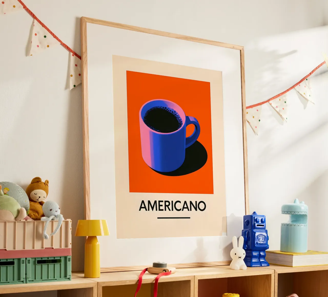 Arte della tazza di caffè Americano poster con telaio in plastica da 🥝 KIWI STORE