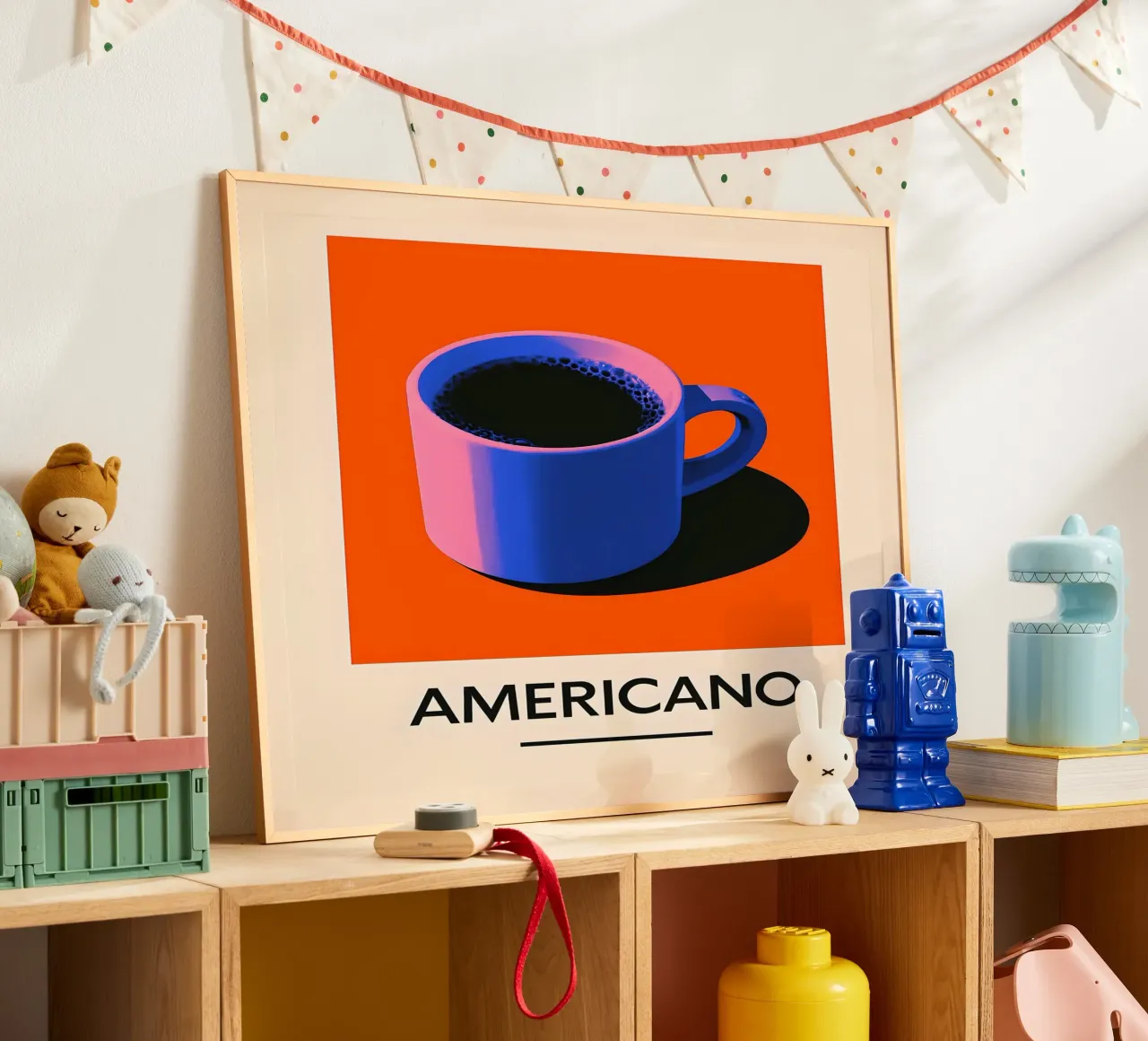 Arte della tazza di caffè Americano poster con telaio in plastica da 🥝 KIWI STORE