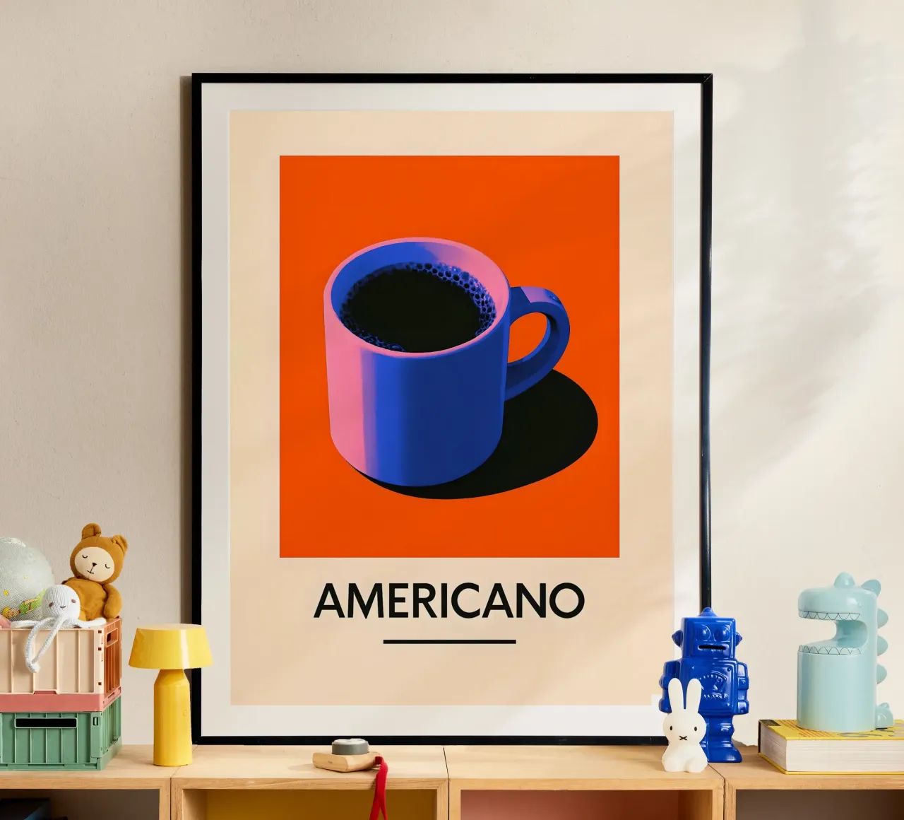 Arte della tazza di caffè Americano poster con telaio in plastica da 🥝 KIWI STORE