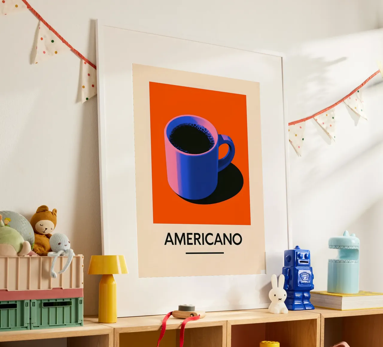 Arte della tazza di caffè Americano poster con telaio in plastica da 🥝 KIWI STORE