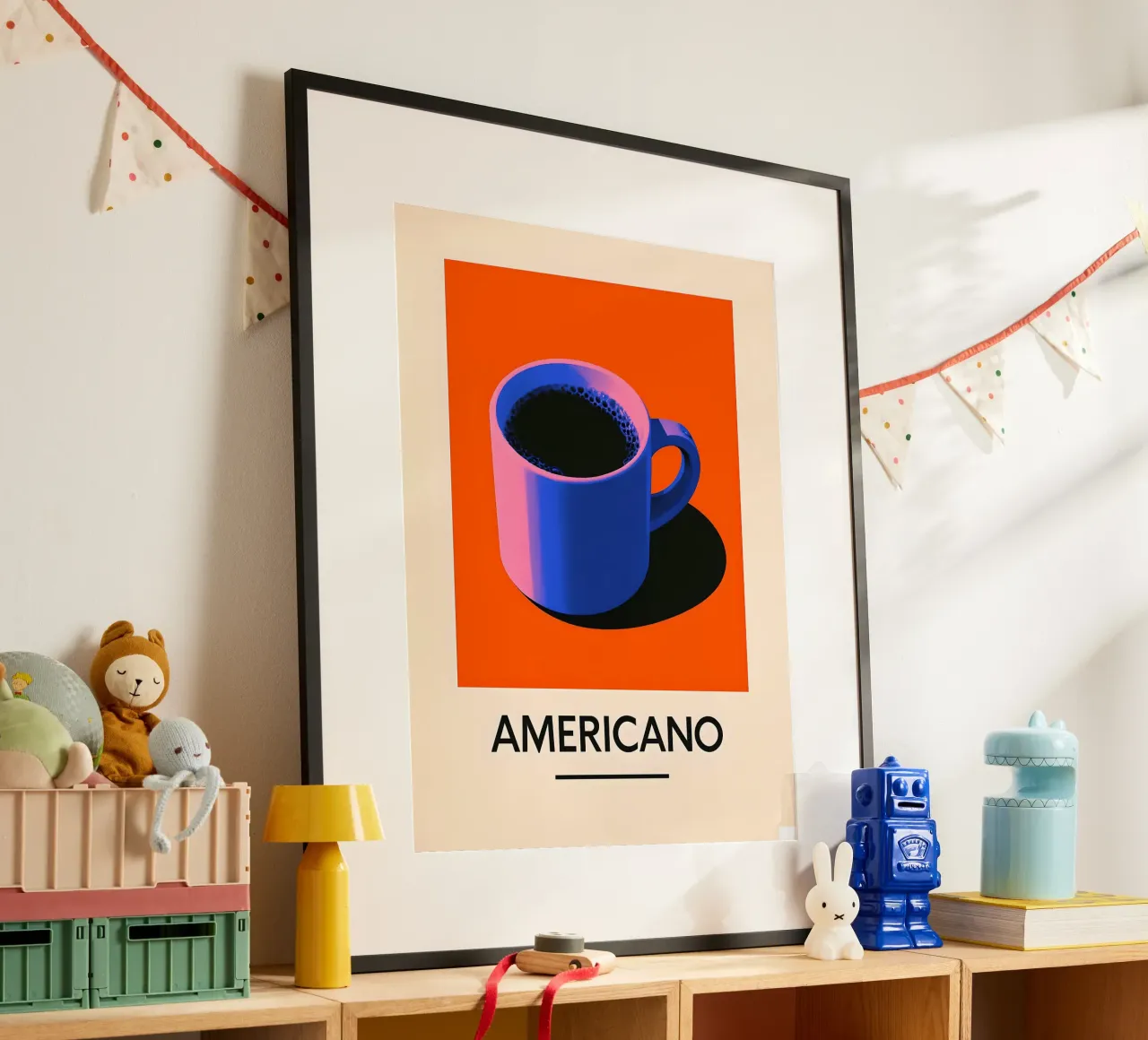 Arte della tazza di caffè Americano poster con telaio in plastica da 🥝 KIWI STORE