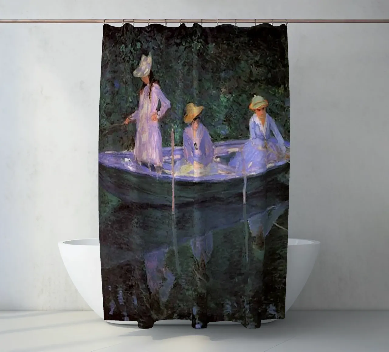 Monet - Tre donne in barca tenda da doccia da Günstiger Laden