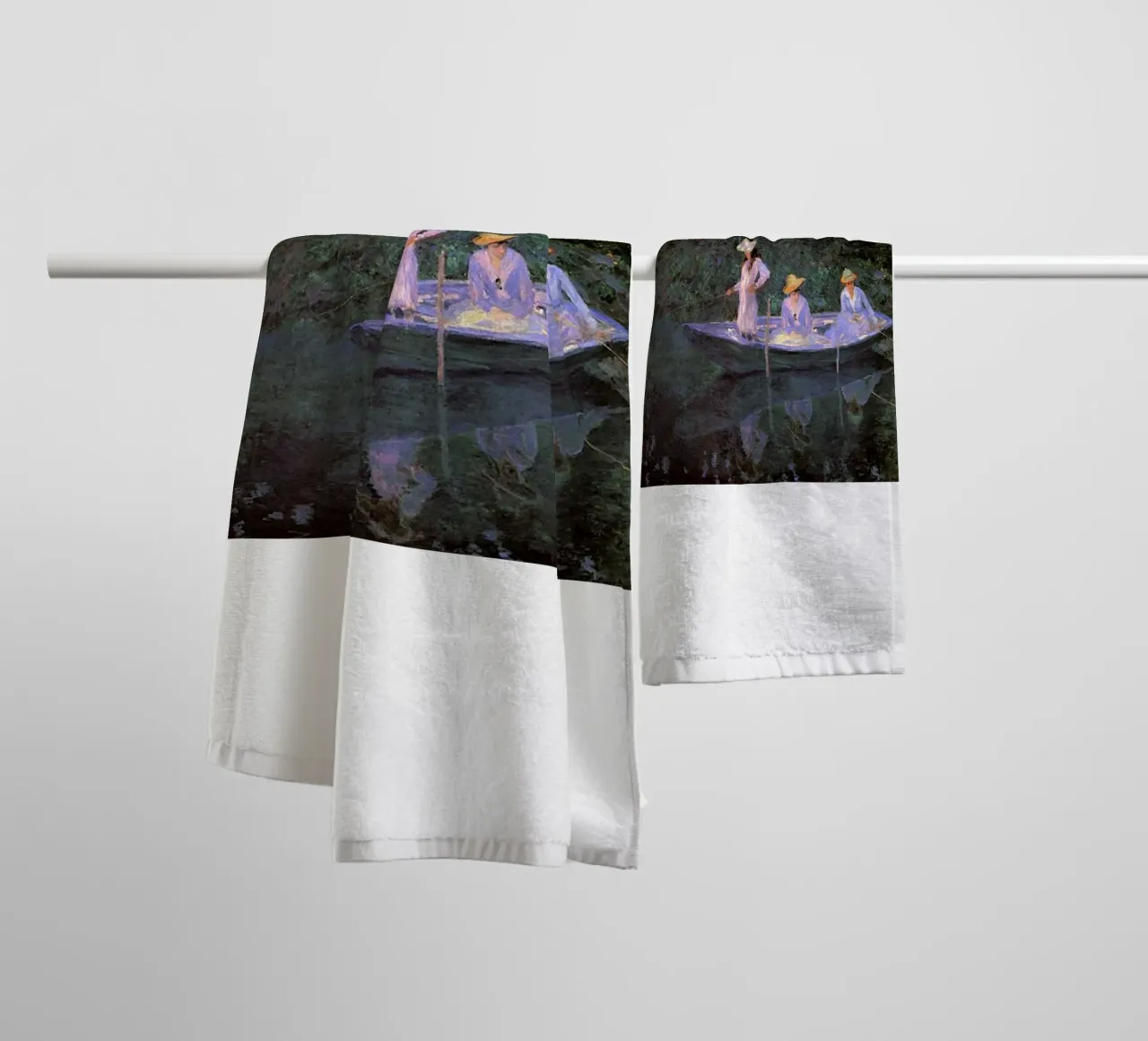 Monet - Tre donne in barca asciugamano da bagno da Günstiger Laden