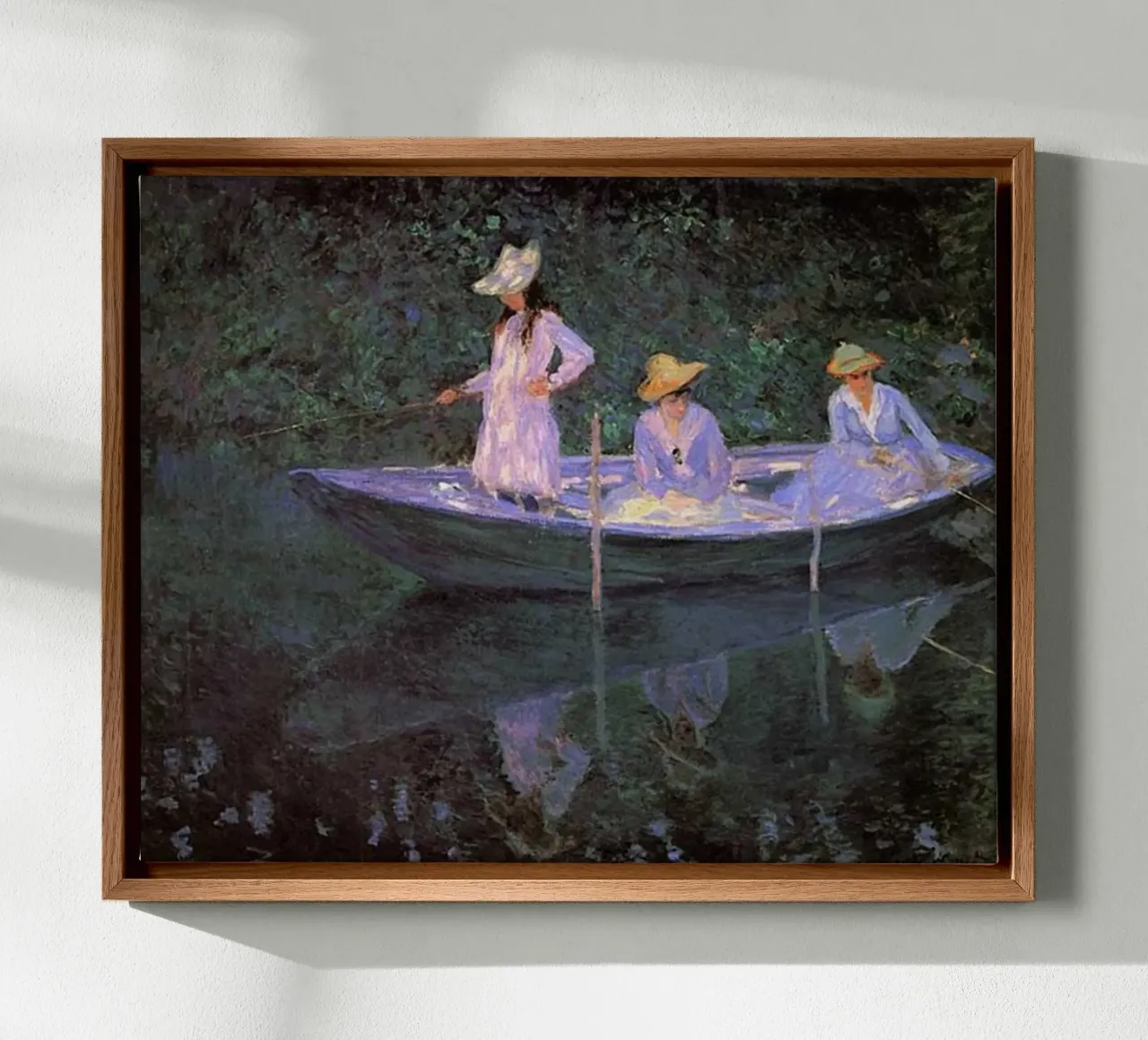Monet - Drie vrouwen op een boot canvas van Günstiger Laden