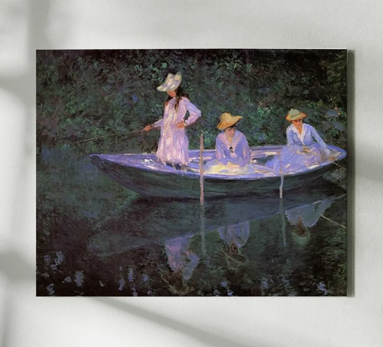 Monet - Drie vrouwen op een boot canvas van Günstiger Laden