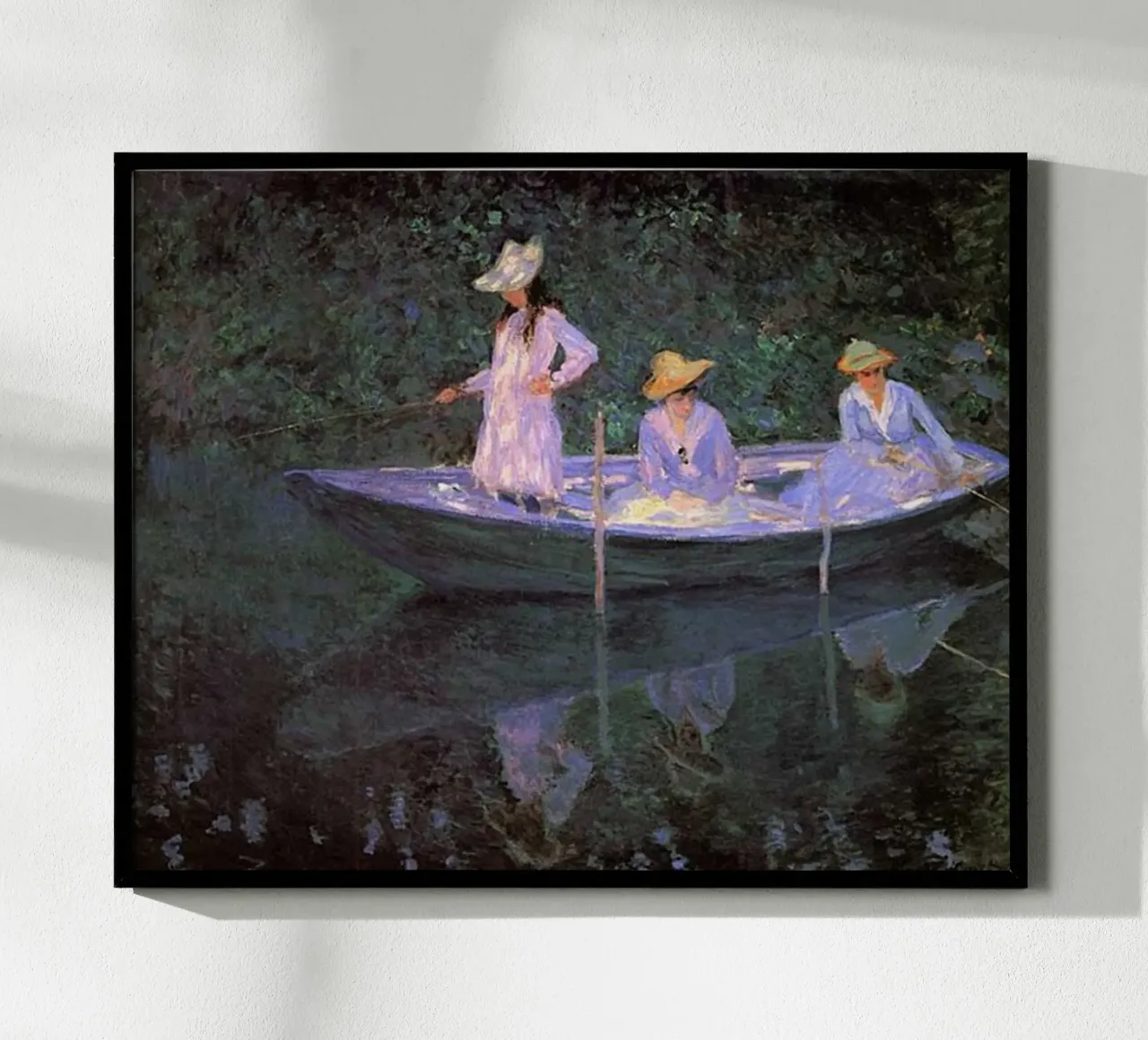 Monet - Trois femmes sur un bateau poster de Günstiger Laden