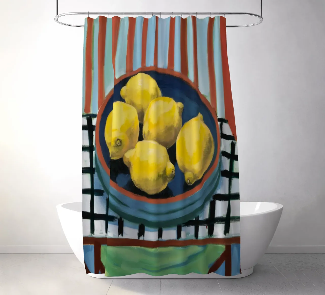 Sunlight Citrus Bowl shower curtain by Dawn Light