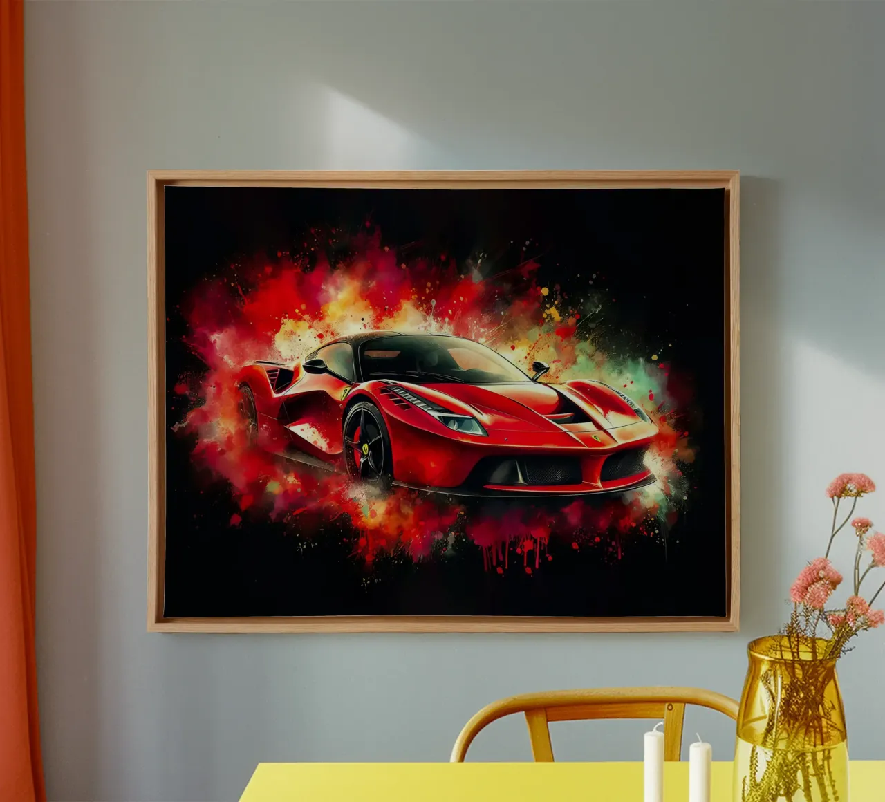 Red Ferrari Abstract Art canvas with Floater frame by 🎁 ARTVI-SHOP