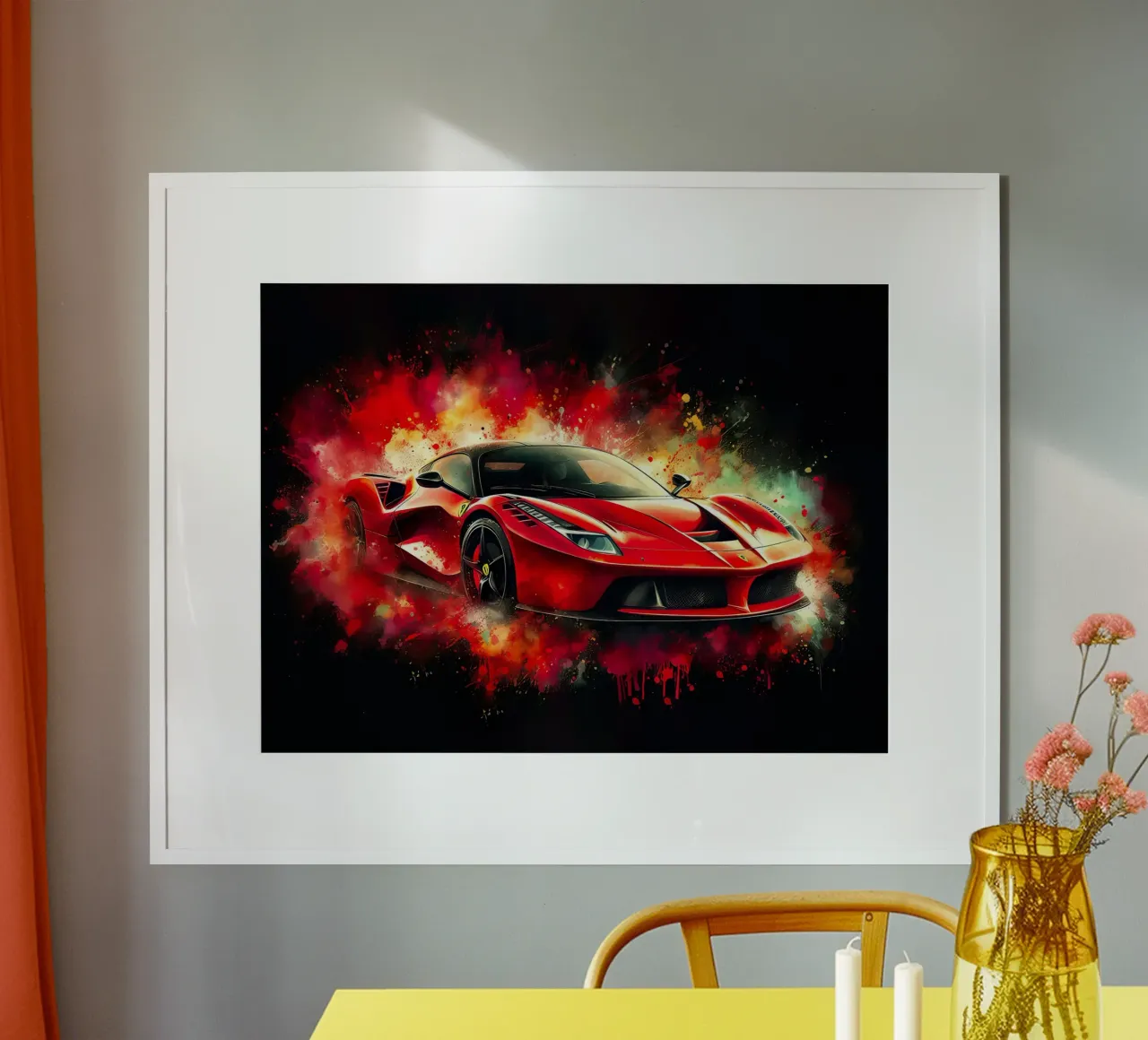 Rode Ferrari abstracte kunst poster van 🎁 ARTVI-SHOP