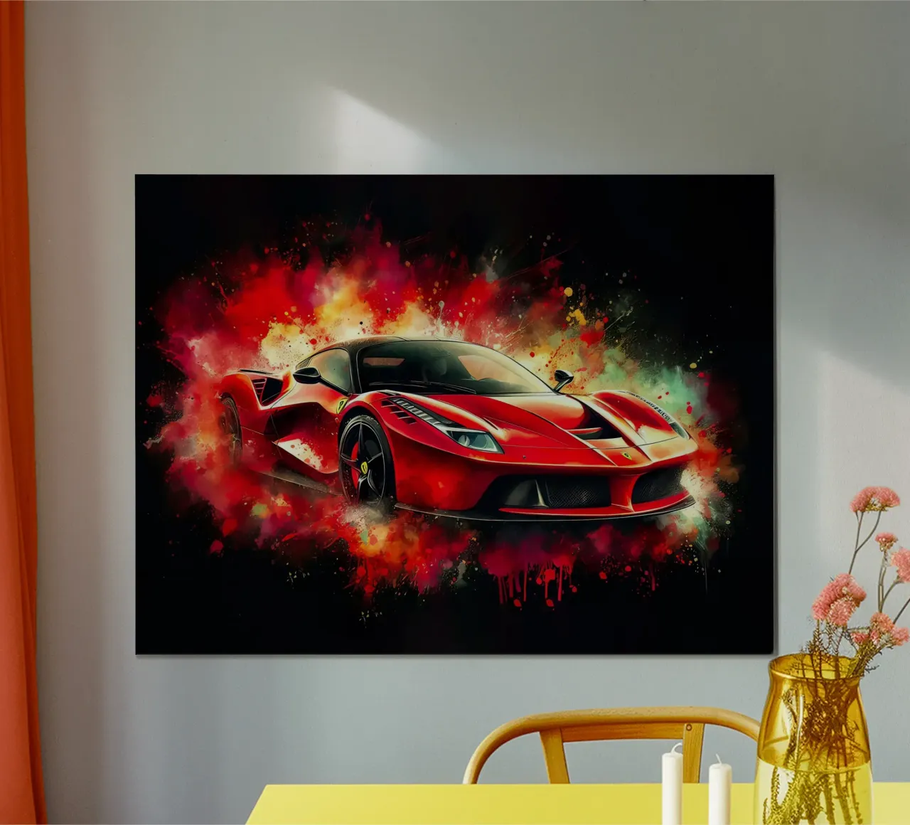 Rode Ferrari abstracte kunst poster van 🎁 ARTVI-SHOP