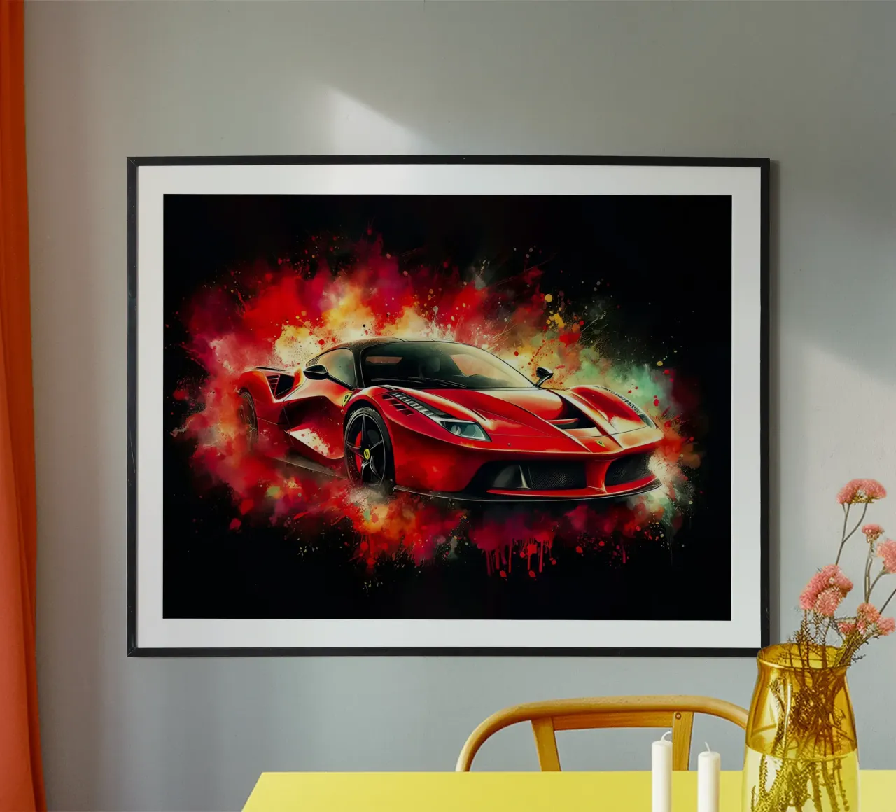 Rode Ferrari abstracte kunst poster van 🎁 ARTVI-SHOP