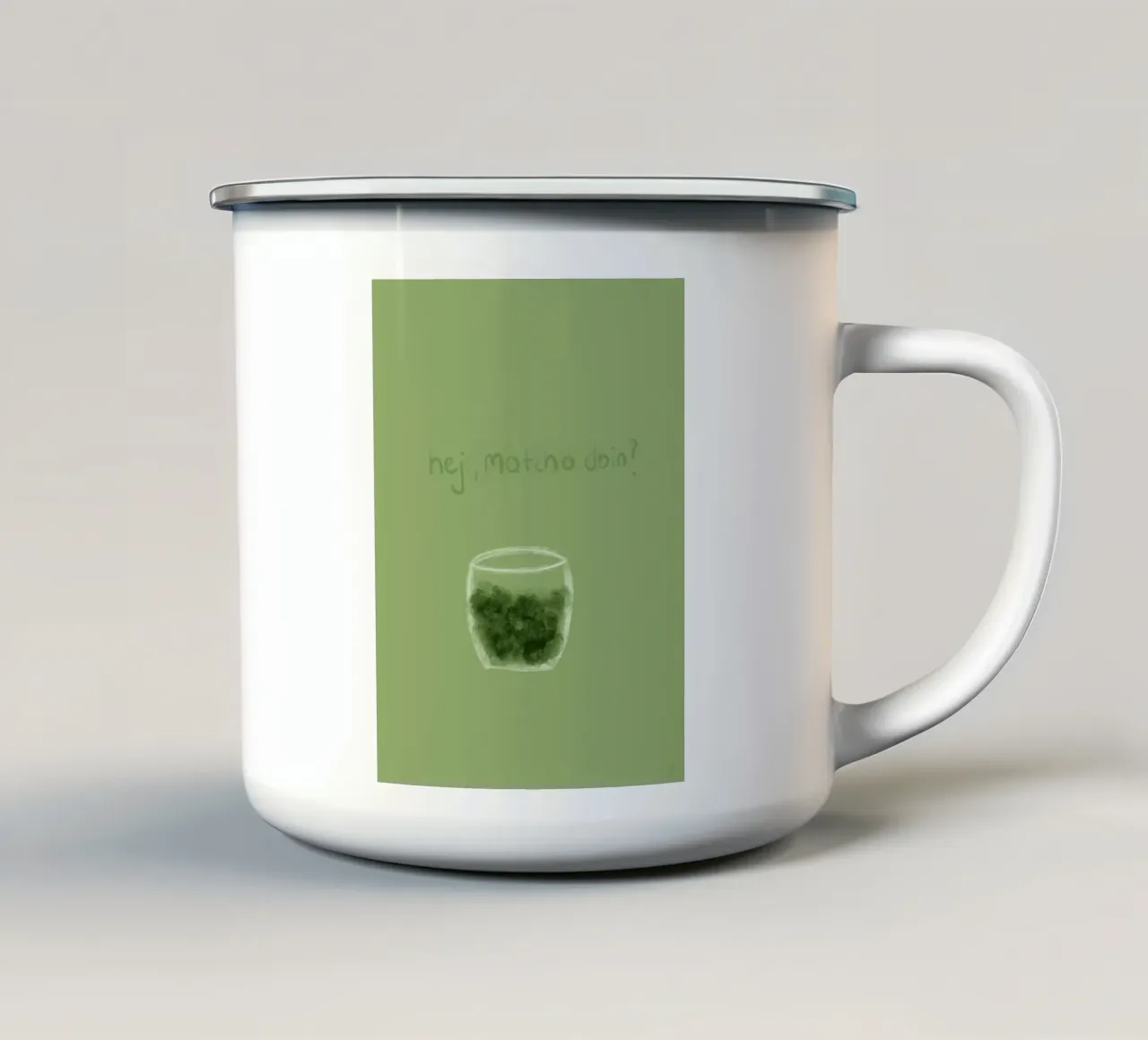 Hej, matcha doin? tazza in smalto da kind thoughts to paper