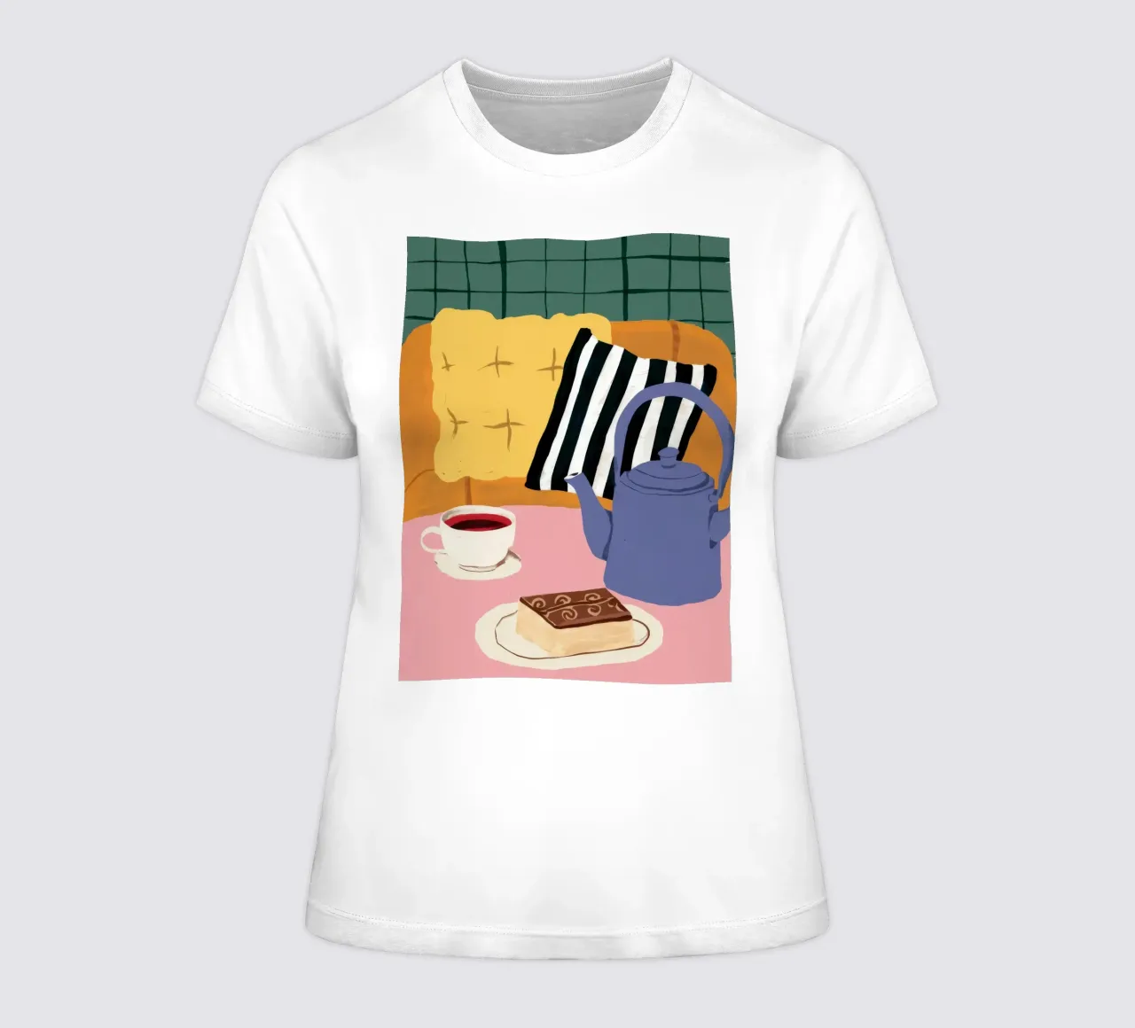 Gestreepte sofa theetijd dames t-shirt getailleerd van Dawn Light