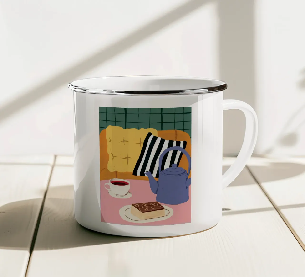 Divano a strisce Teatime tazza in smalto da Dawn Light