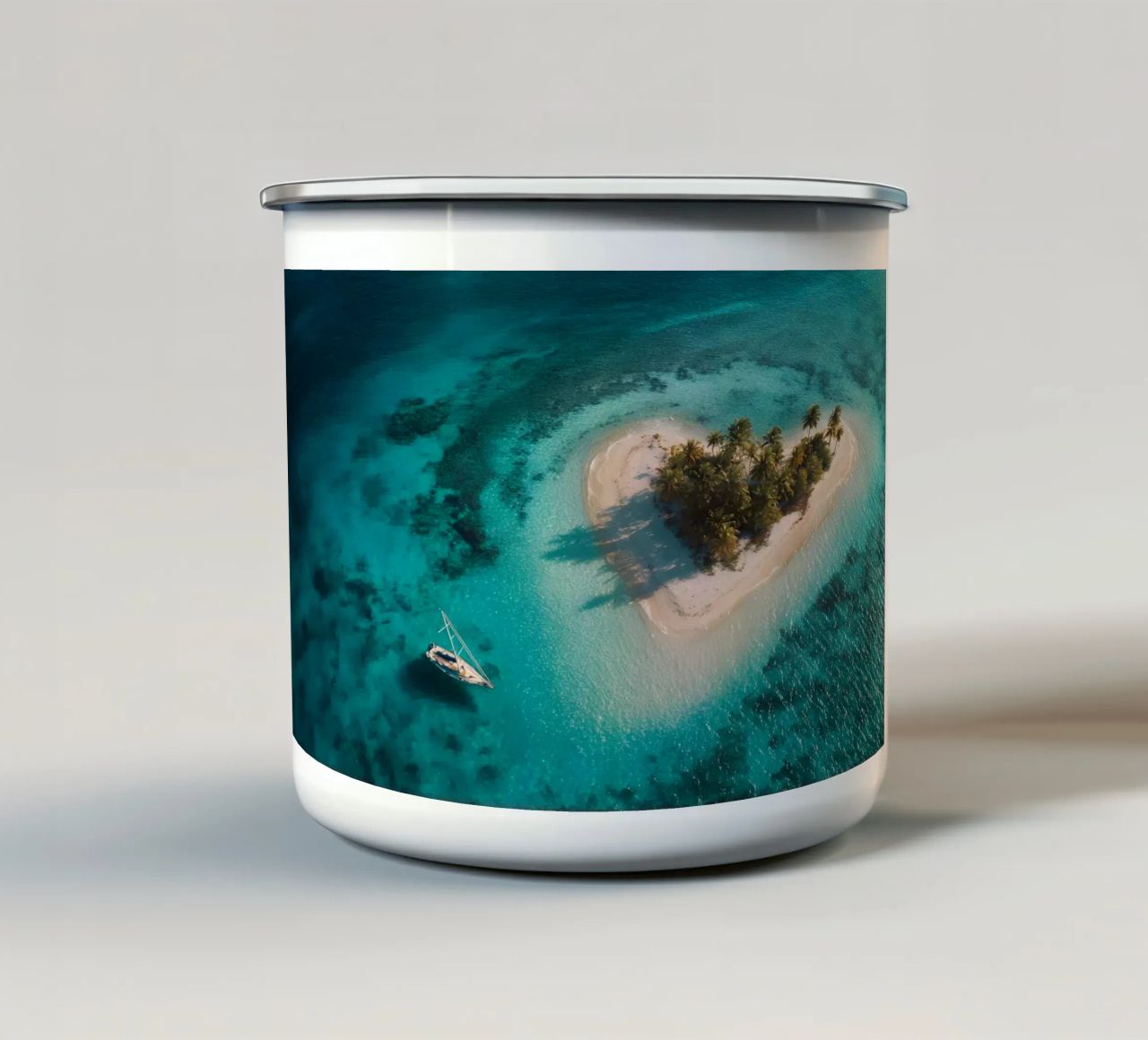 Un cuore per i mari del sud tazza in smalto da M-Ulrich-Digital Art