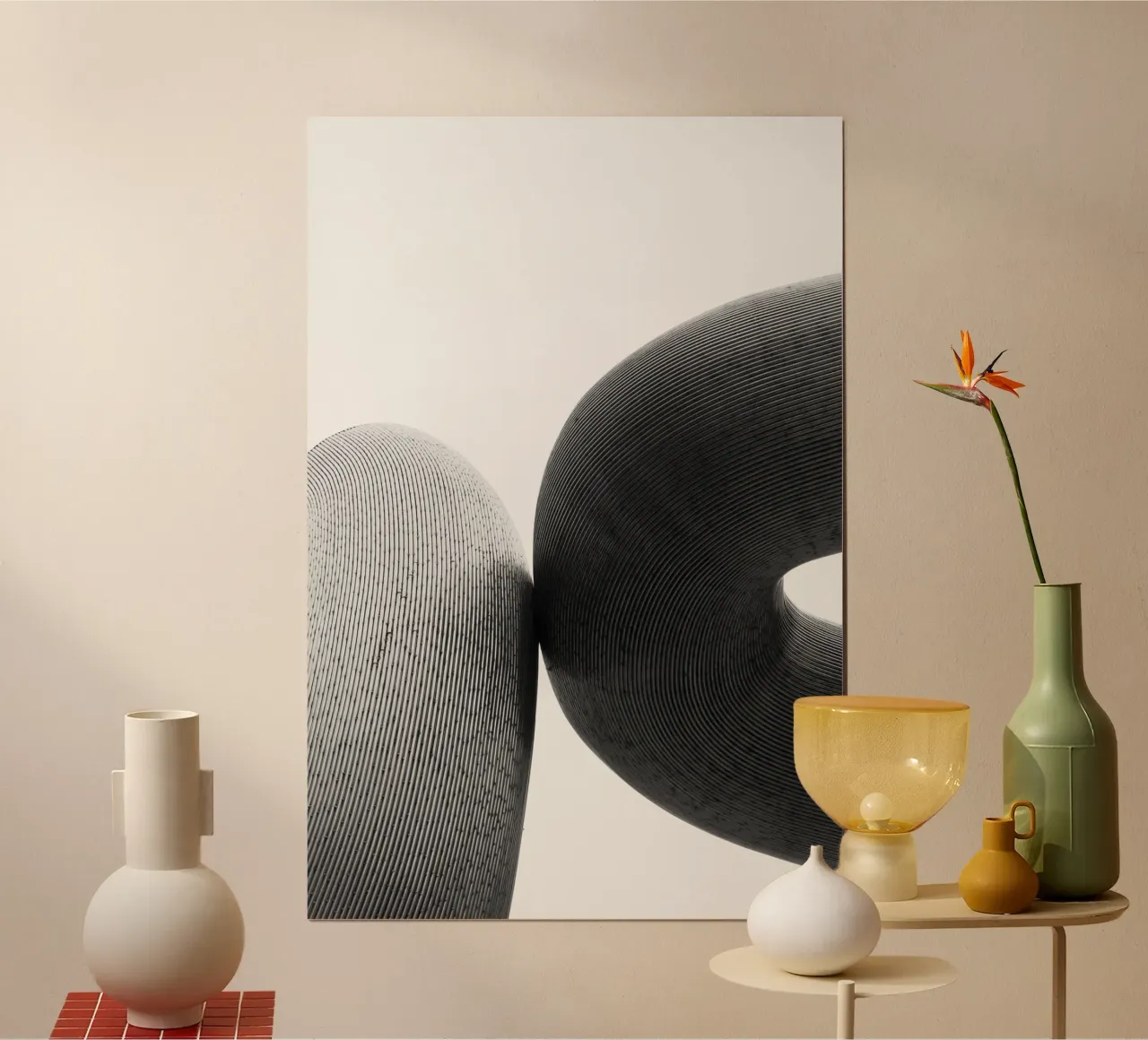 Minimal Schwarz Poster mit Holzrahmen von PhotoVibe Decor