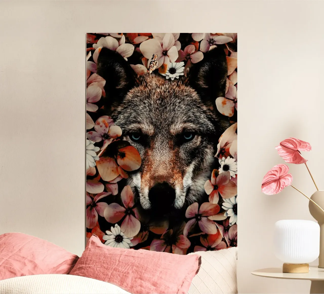 Wolf poster met kunststof frame van Wouter Rikken