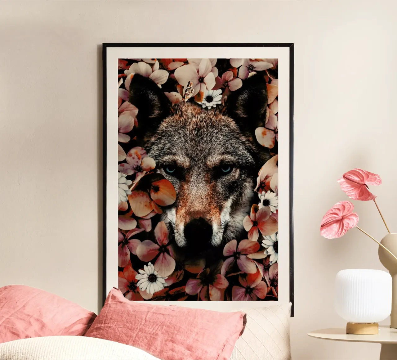 Wolf poster met kunststof frame van Wouter Rikken