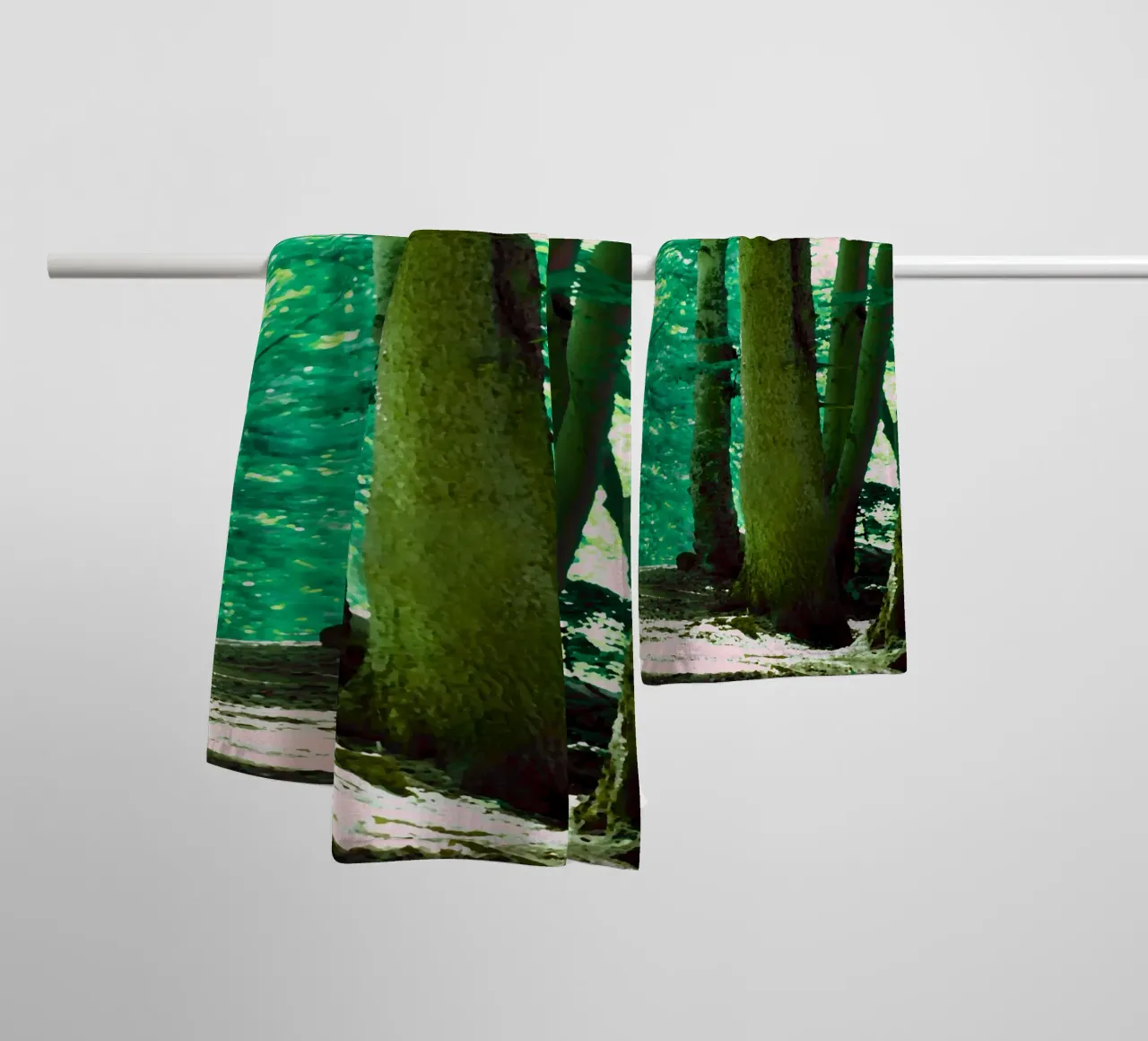 Foresta in estate, radura della foresta, pittura a olio asciugamano da bagno da Something for you