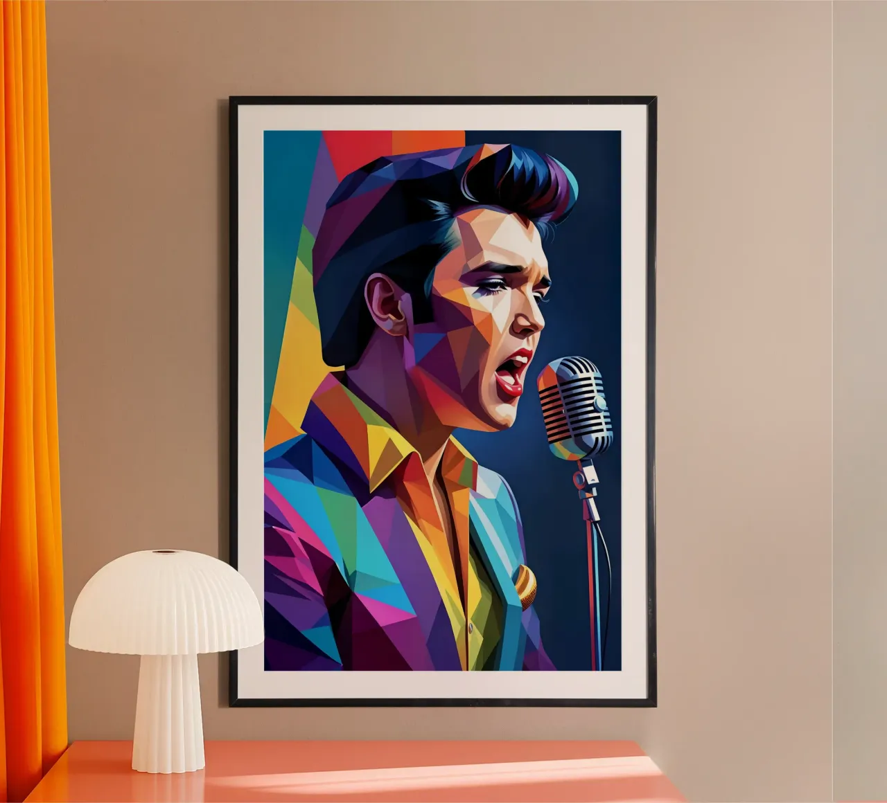 Elvis che canta poster con telaio in plastica da BONANZA