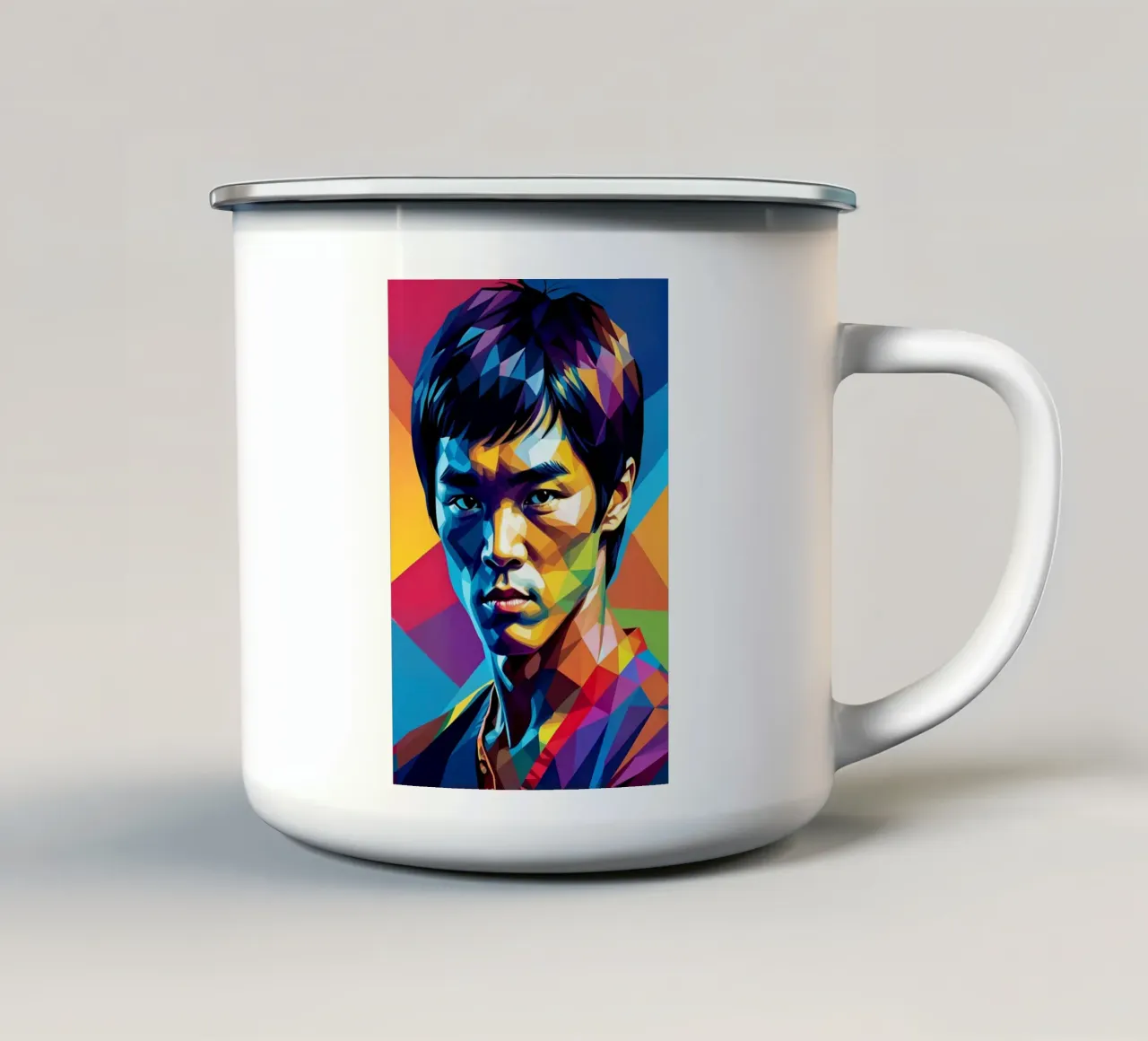 Bruce Lee pop art al neon tazza in smalto da BONANZA