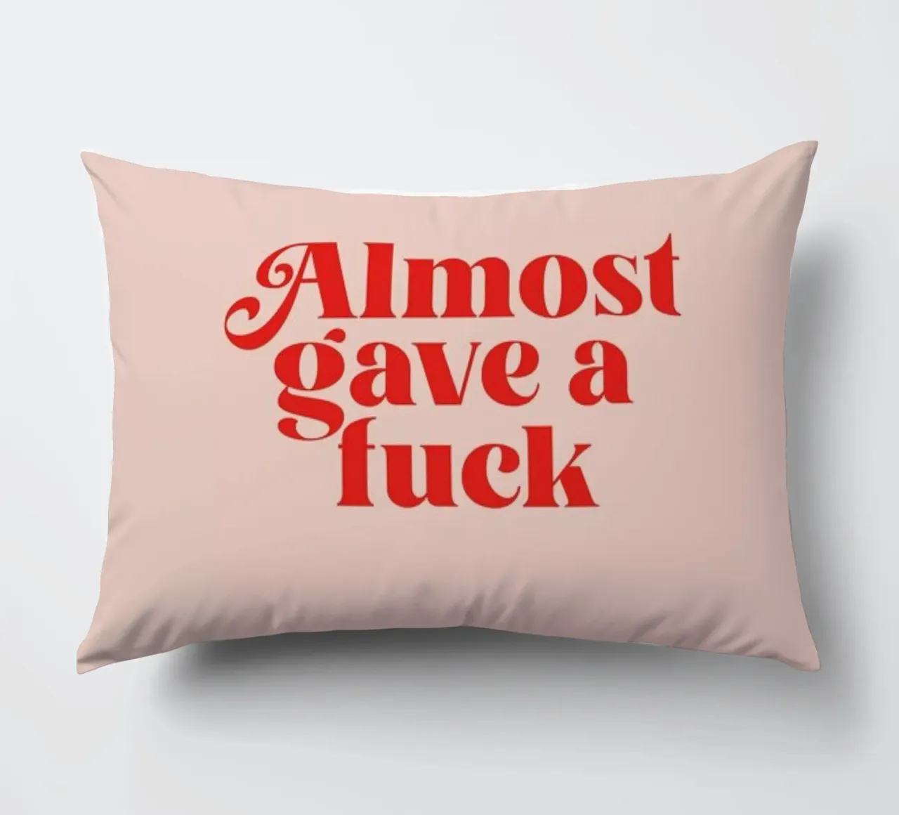 Almost Gave A Fuck Pink decorative cushion by Trabolt Design