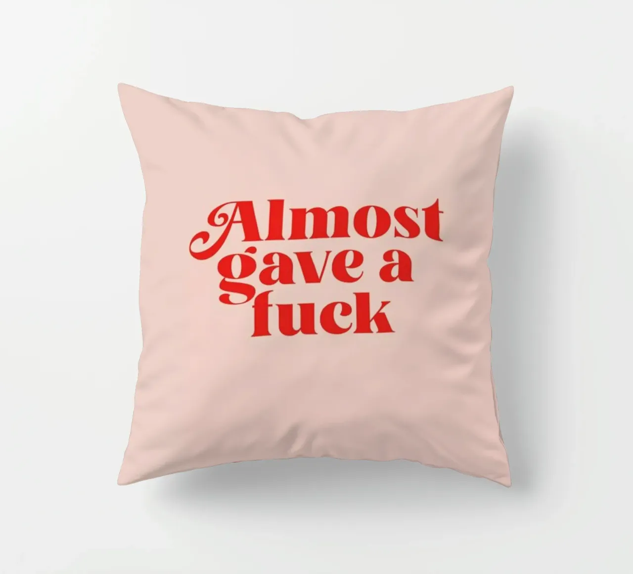 Almost Gave A Fuck Pink decorative cushion by Trabolt Design