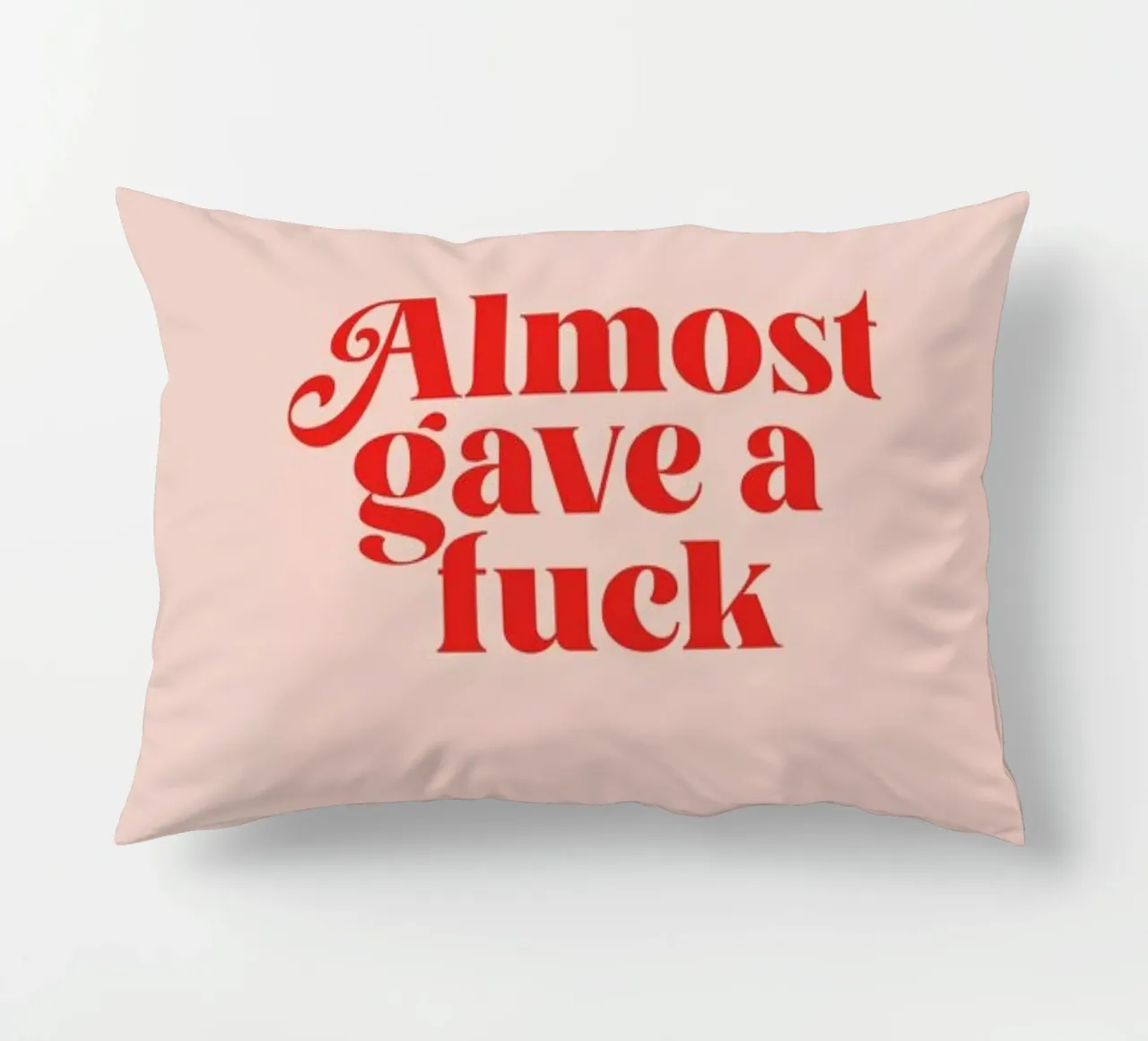 Almost Gave A Fuck Pink decorative cushion by Trabolt Design