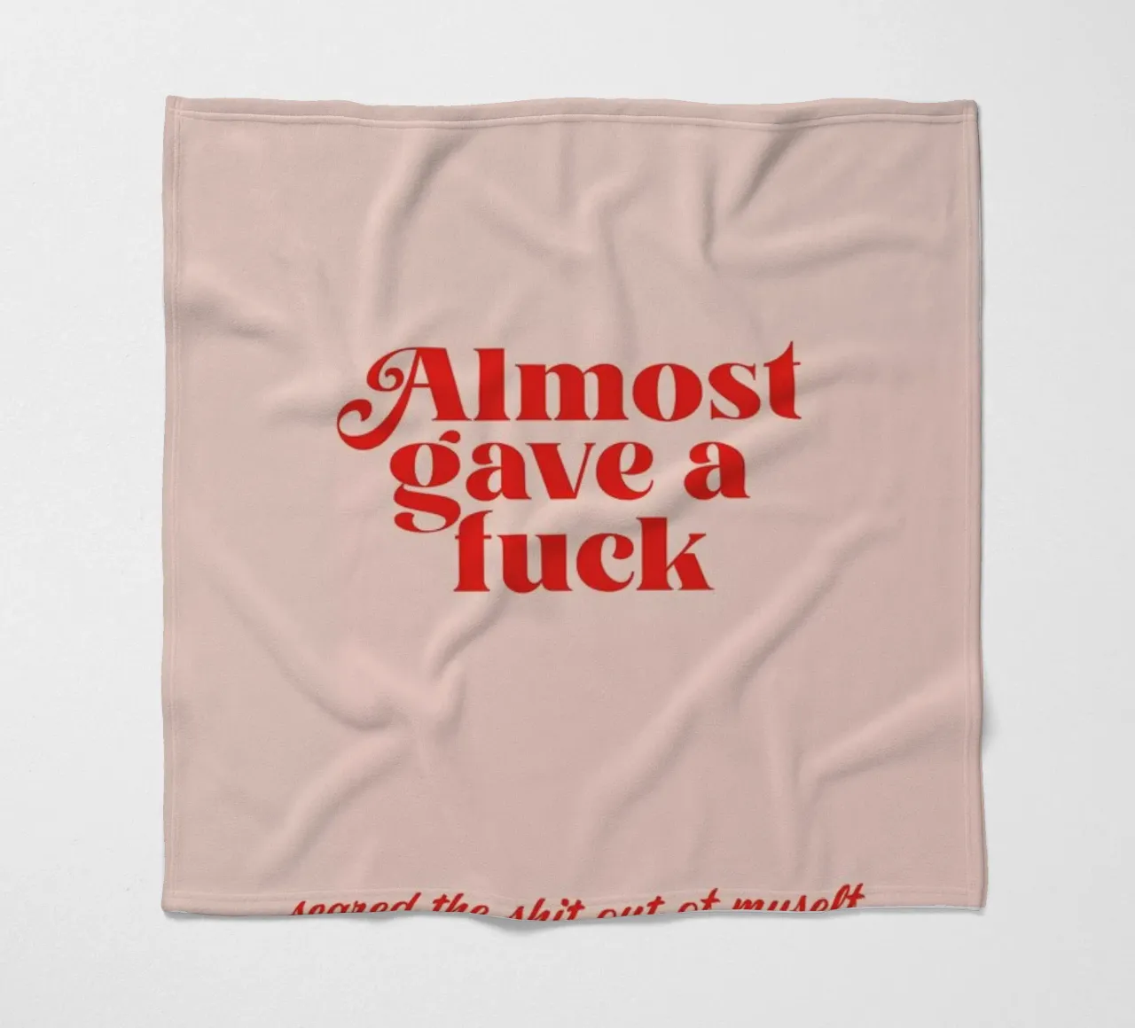 Almost Gave A Fuck Pink fleece blanket by Trabolt Design