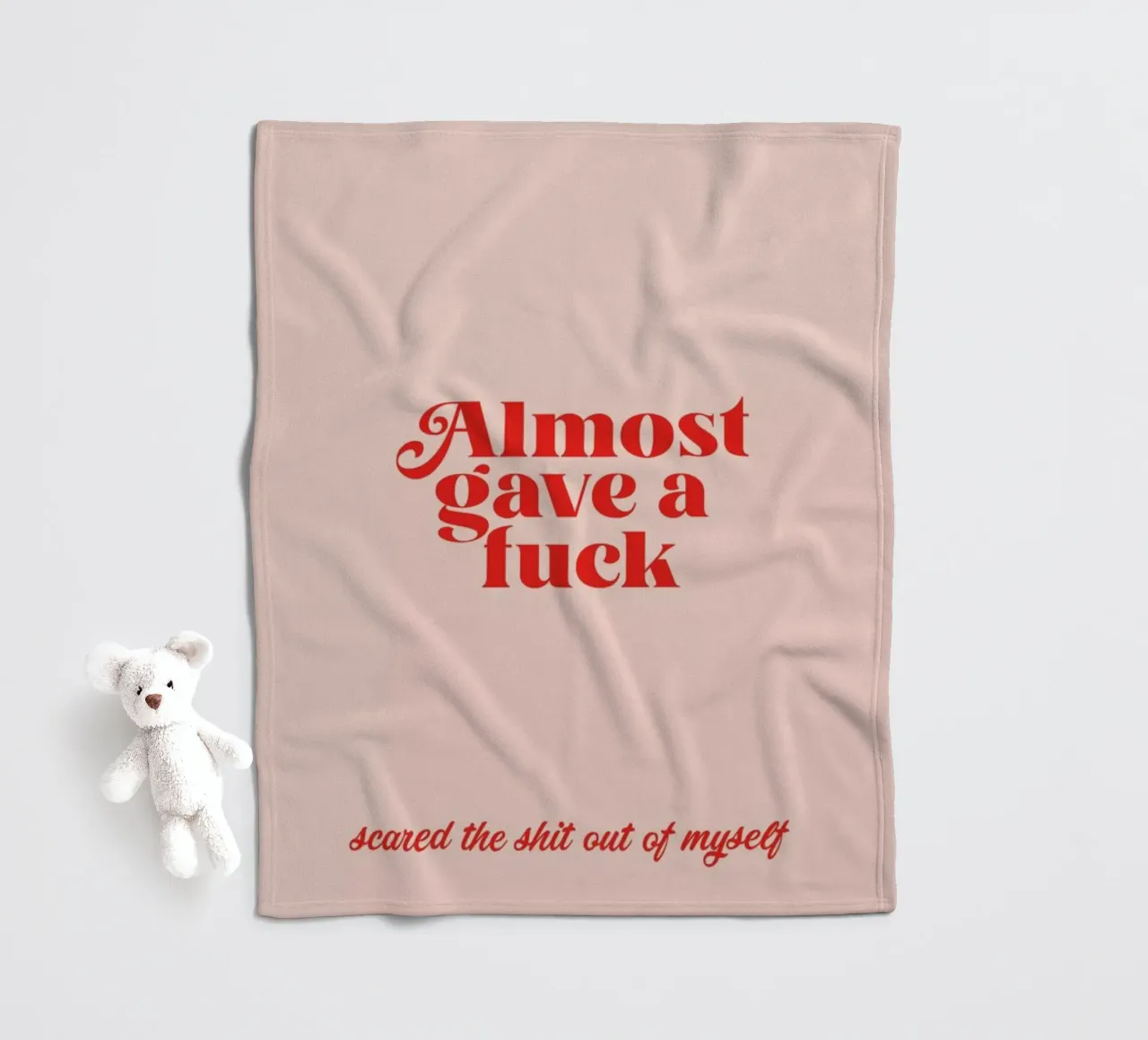 Almost Gave A Fuck Pink fleece blanket by Trabolt Design