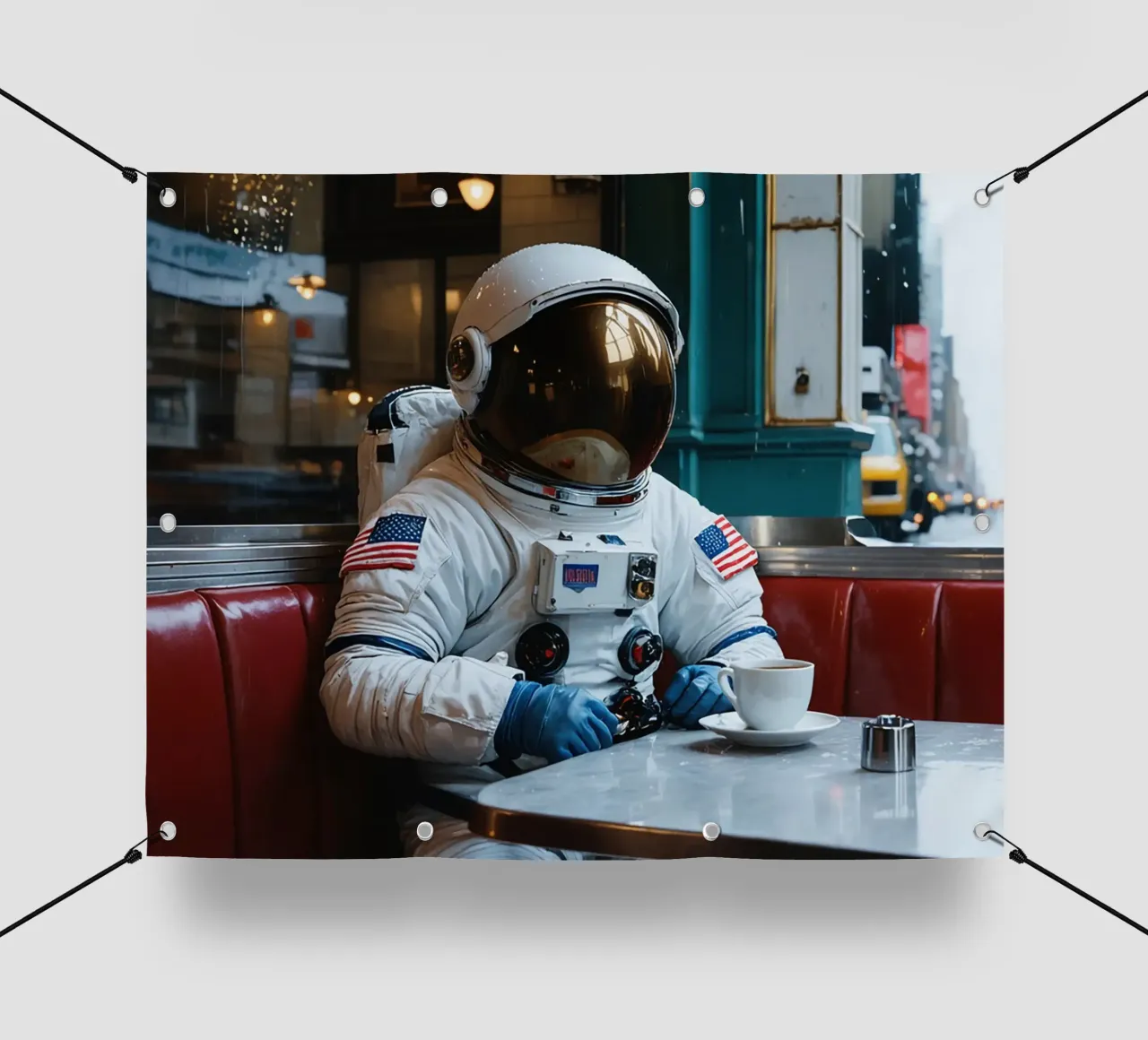 Astronaut Dinner telo in pvc da Flo Klein