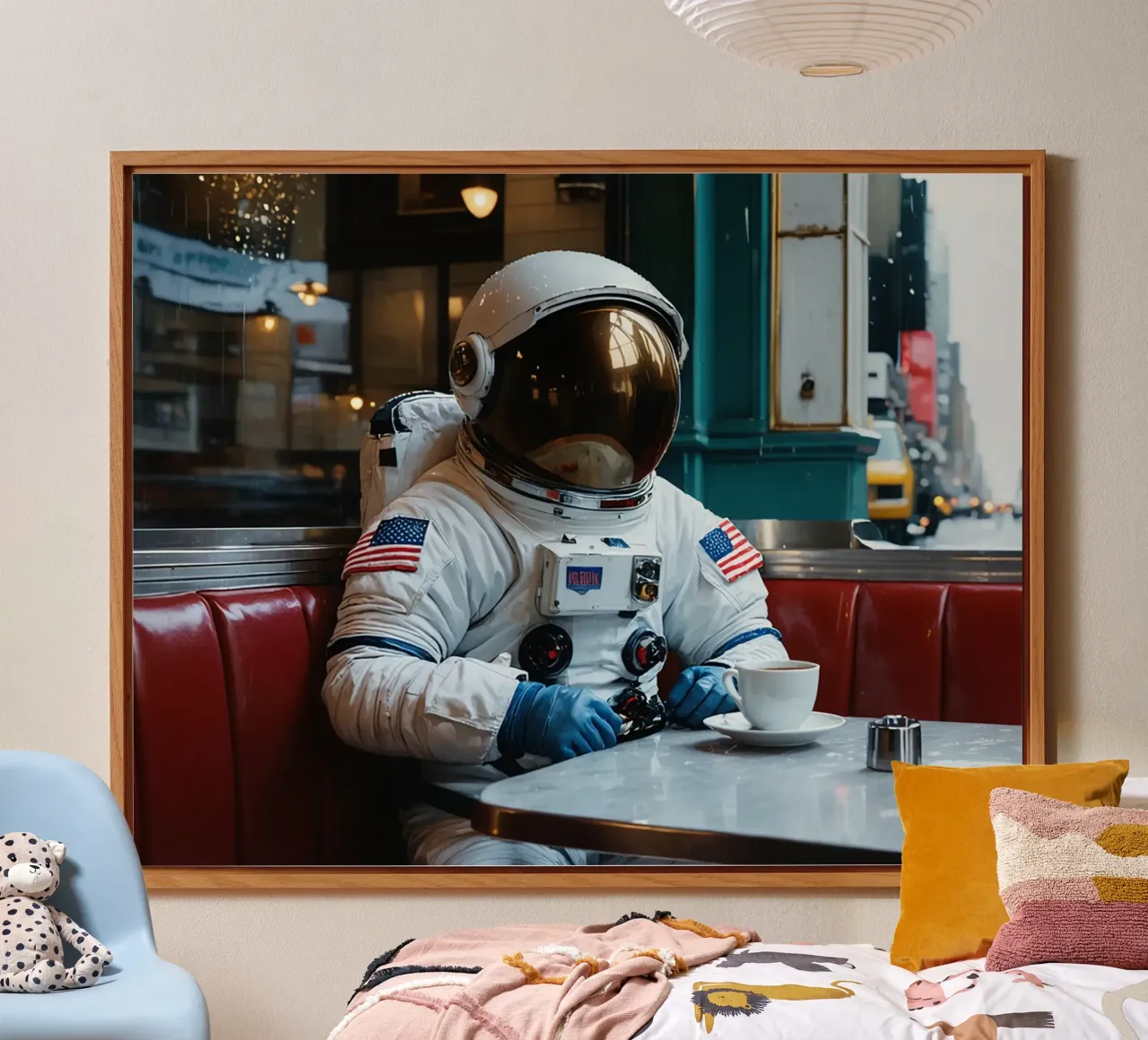 Astronaut Dinner alluminio dibond da Flo Klein
