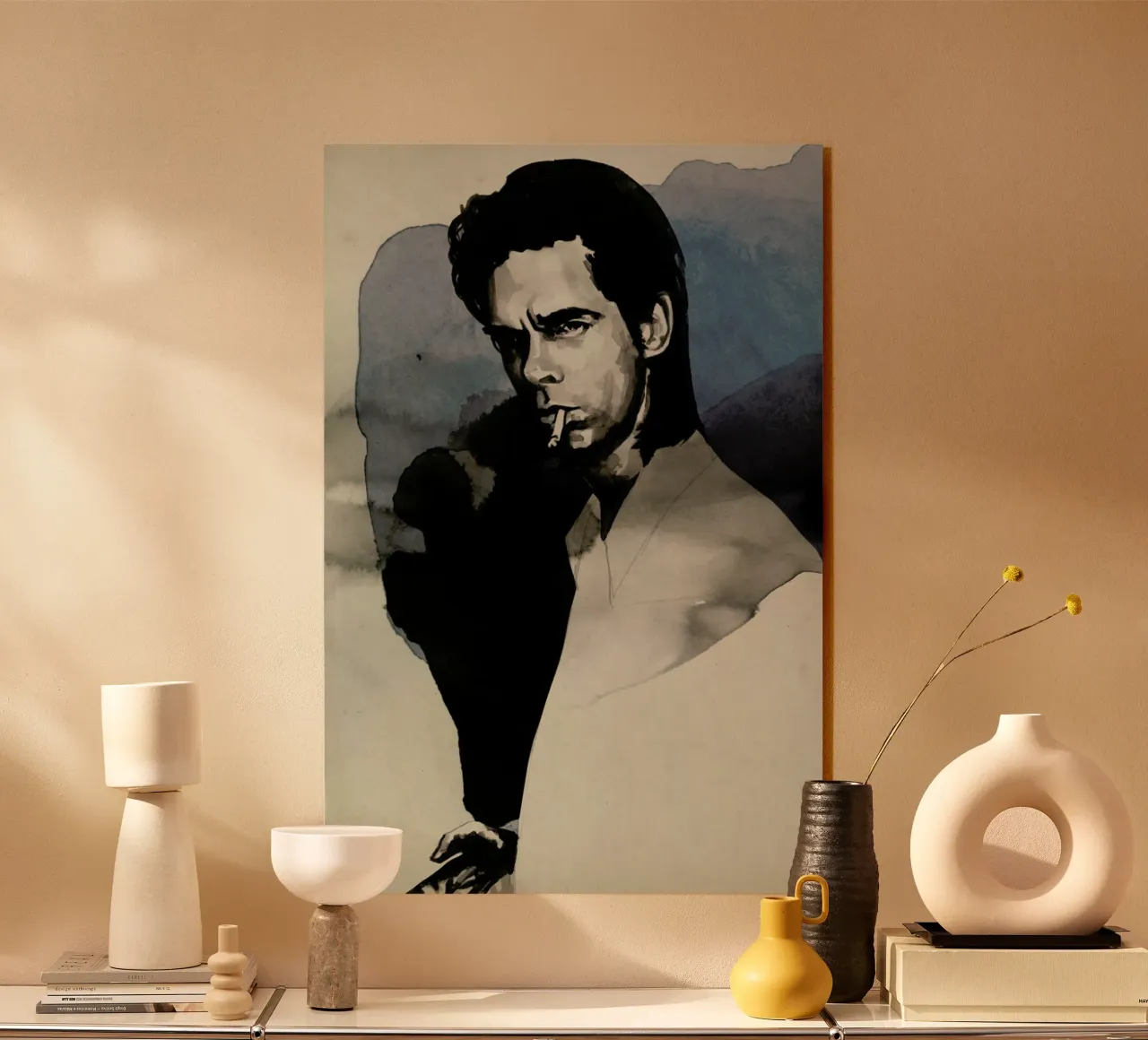Nick Cave acryl van David Diehl