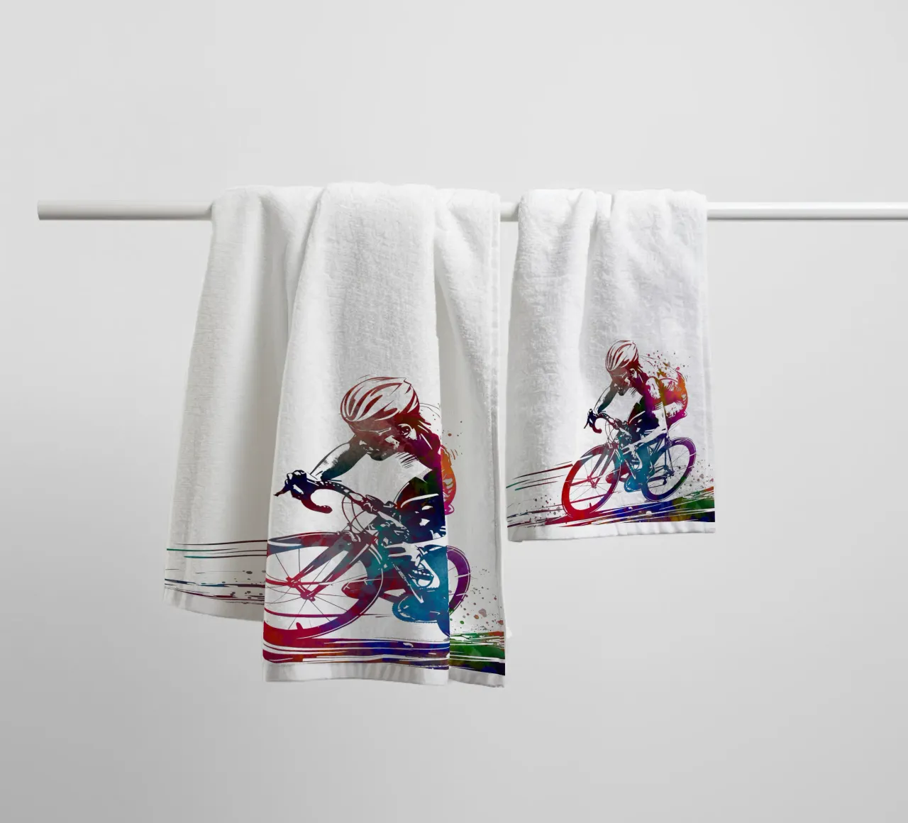 Cyclisme sport art blanc serviette de bain de SPORT