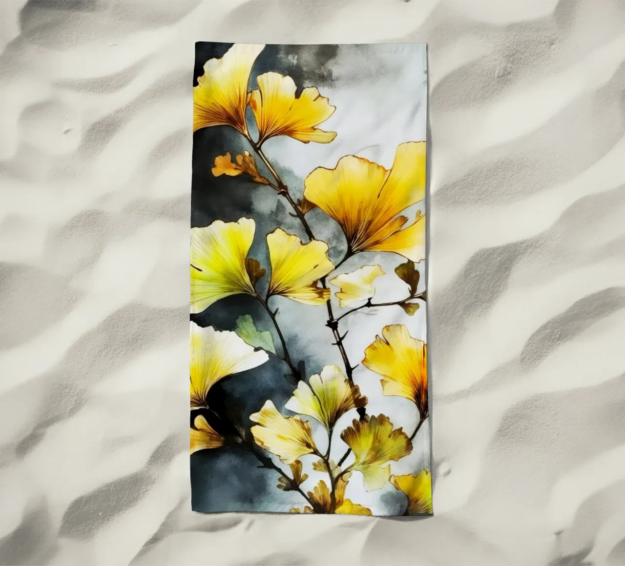 Ginkgo Biloba foglie telo mare da Lionmixart
