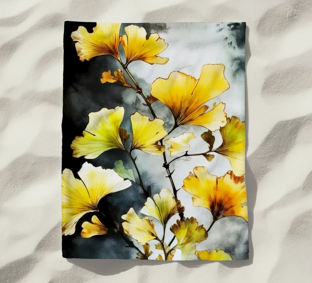Ginkgo Biloba foglie telo mare da Lionmixart