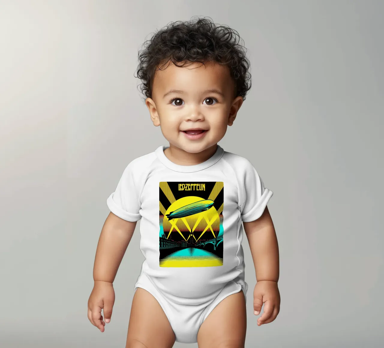 Led Zeppelin Art short-sleeve baby romper by music soul