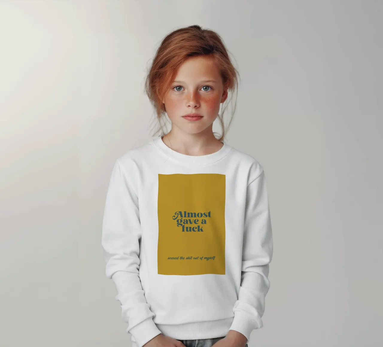 Almost Gave A Fuck Mustard Kinder Sweatshirt von Trabolt Design