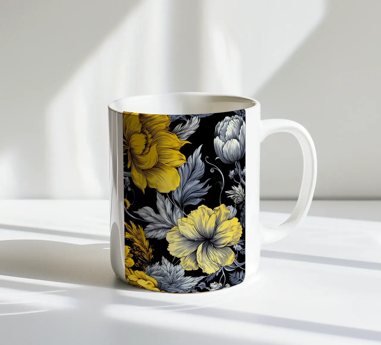 Fiori eleganti tazza in ceramica da Lionmixart