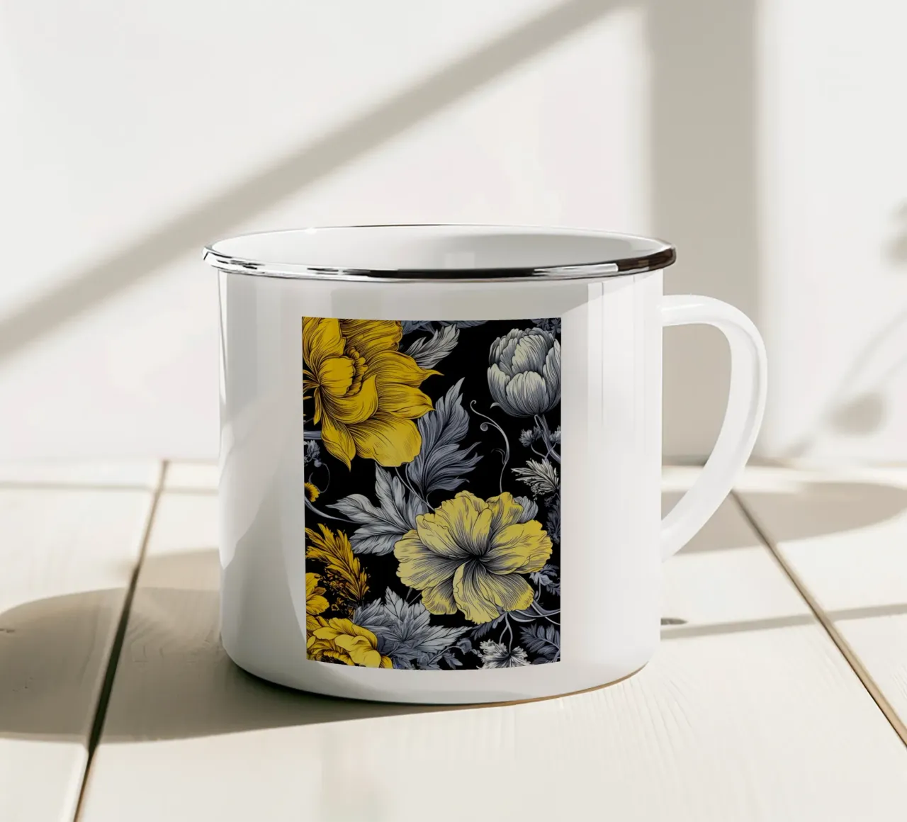 Fiori eleganti tazza in smalto da Lionmixart